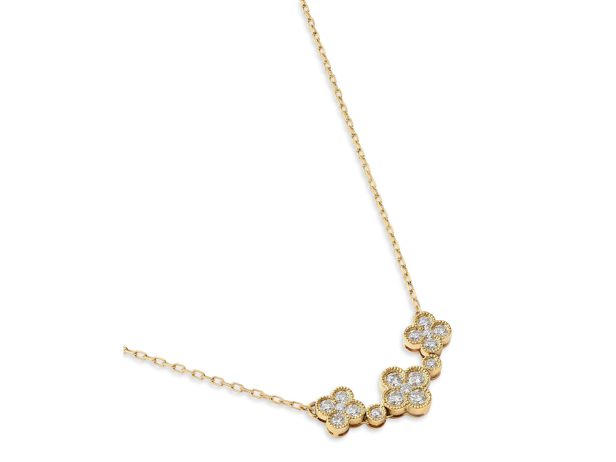 Diamond Clover Necklace in 14K Yellow Gold, 0.50 tcw — Image 3