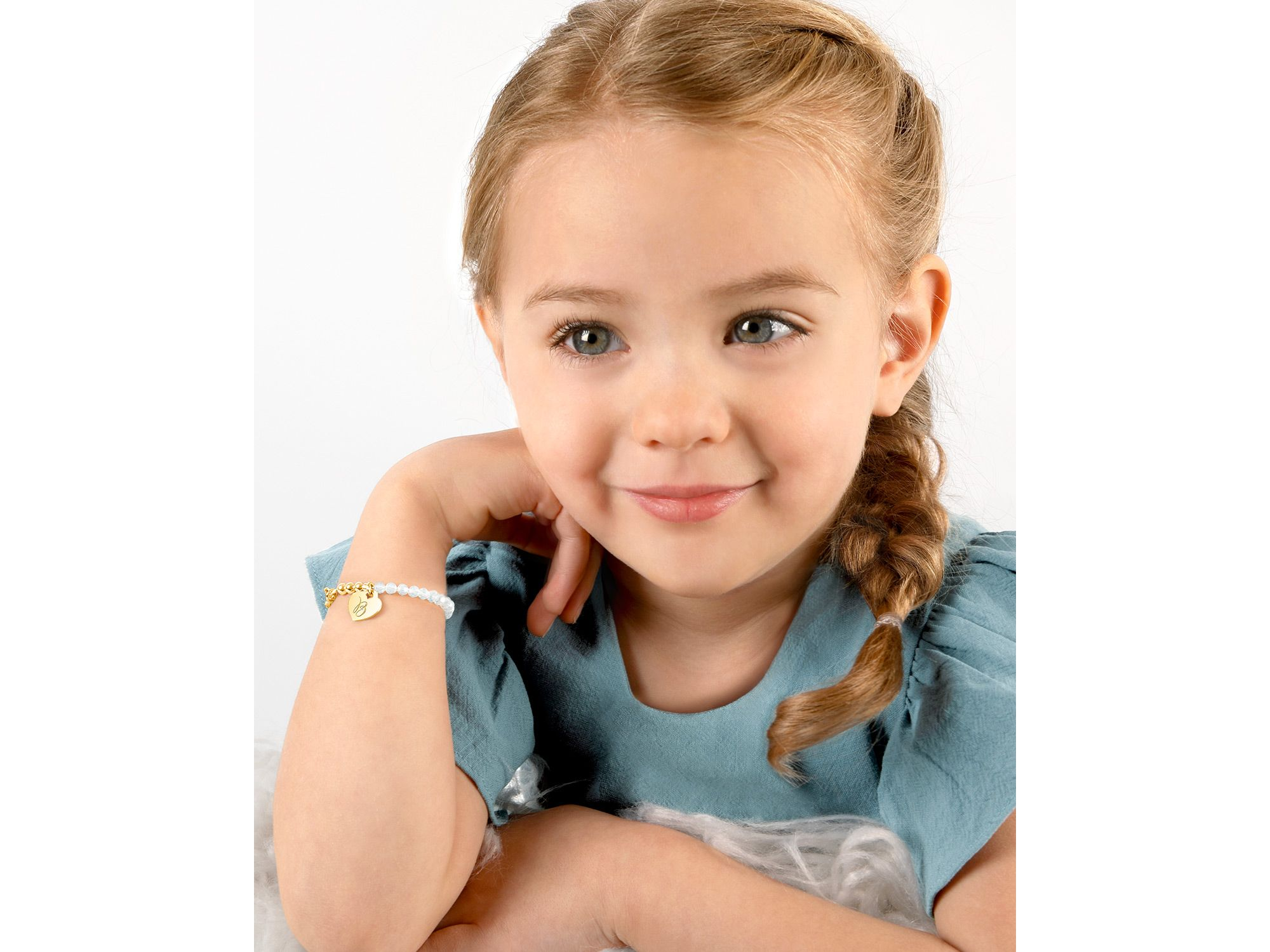 Children's 14K Gold Signature White Crystal with Cross Girls' 5.25" Bracelet — Image 3
