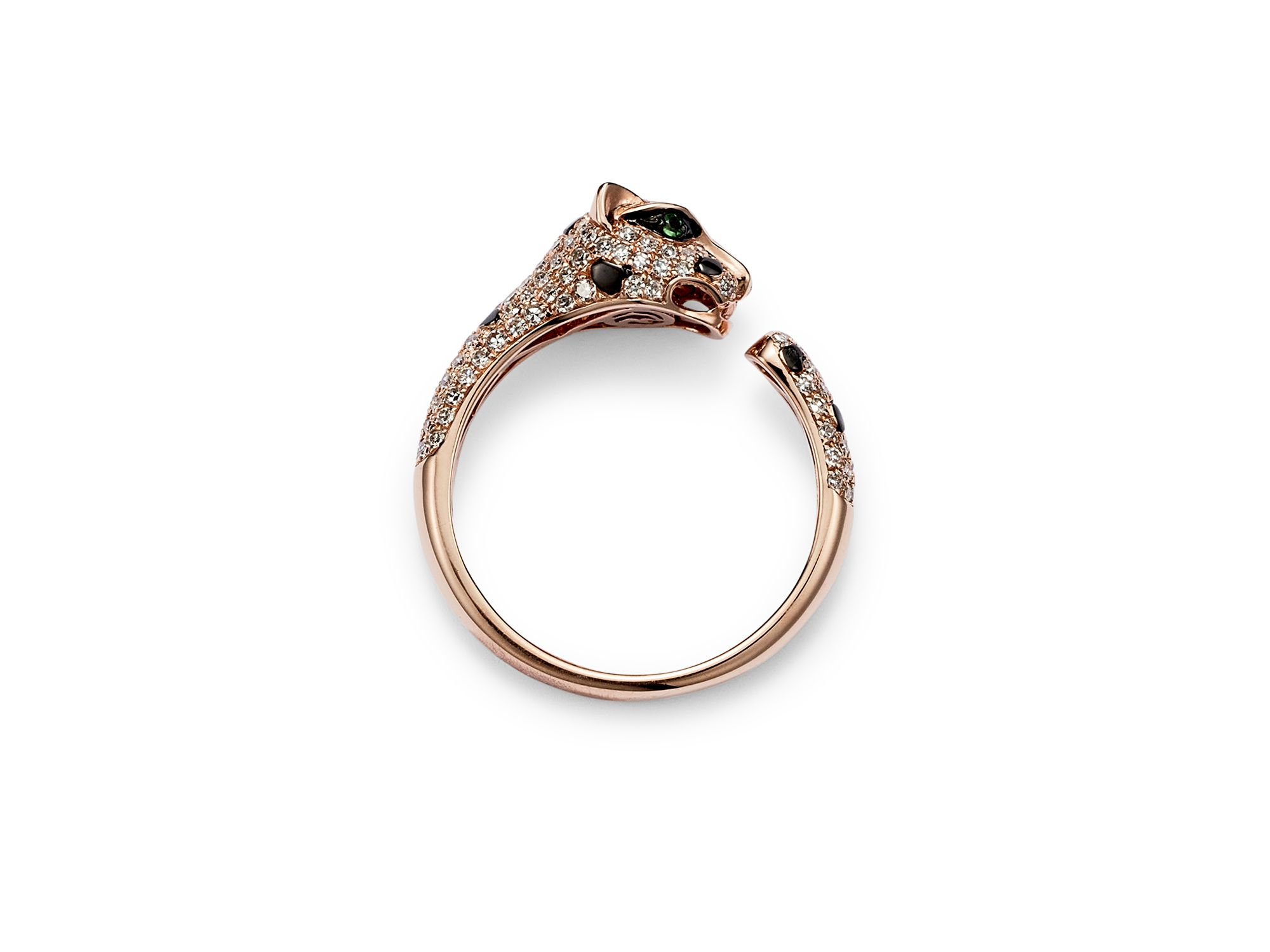 Diamond and Tsavorite Panther Ring in 14K Rose Gold - Exclusive — Image 3