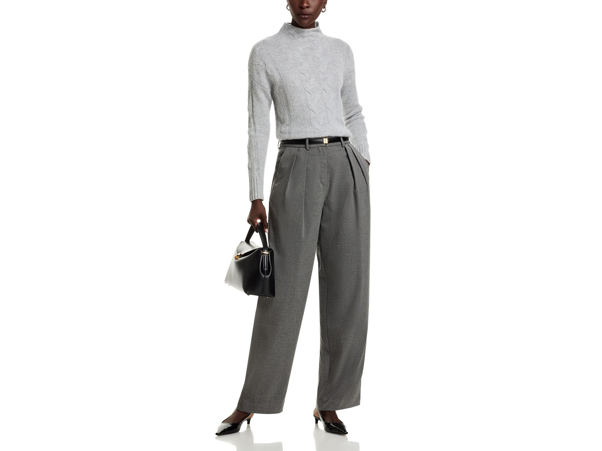 100% Cashmere Mock Neck Cable Sweater - Exclusive — Image 4