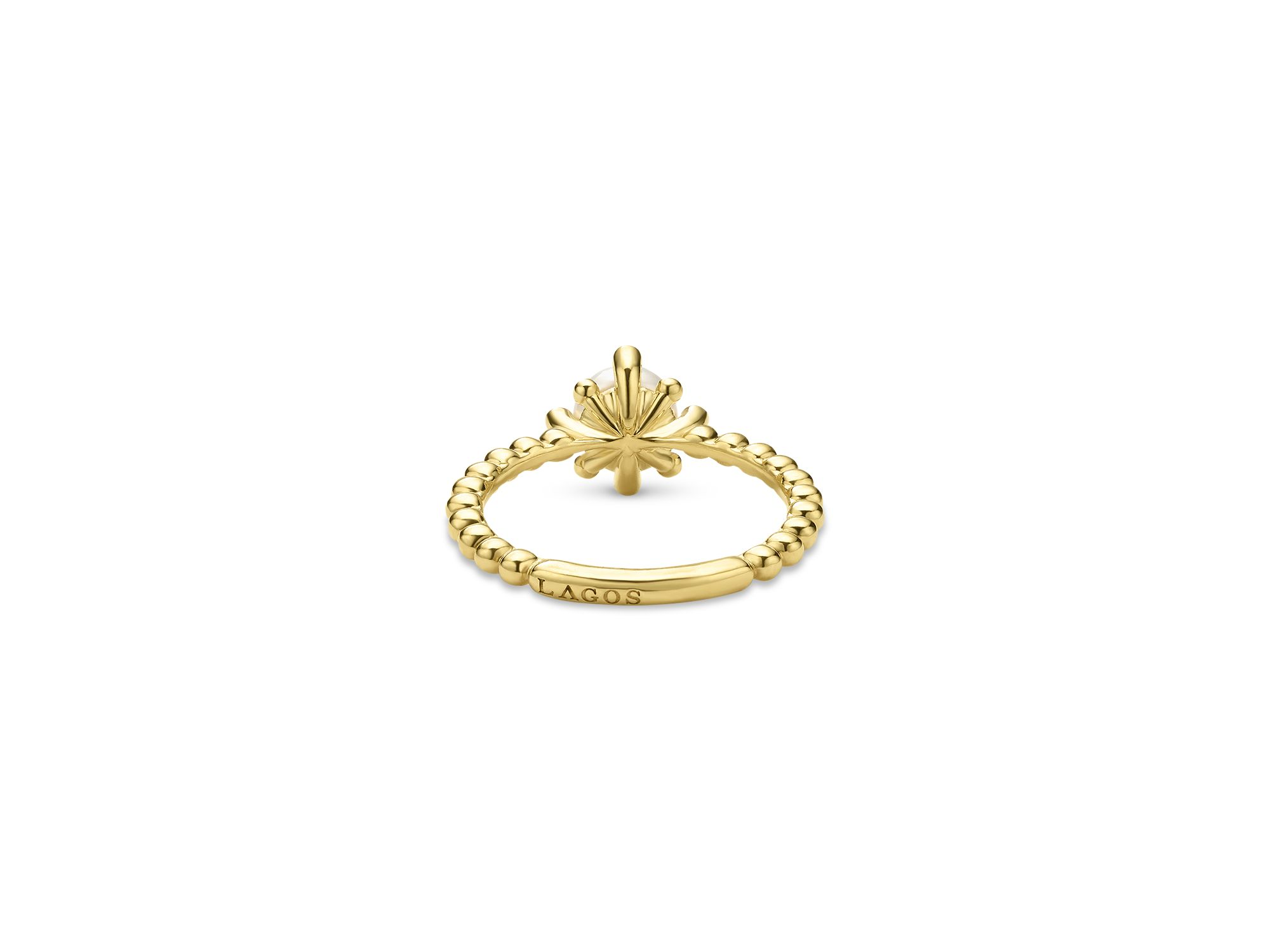 18K Yellow Gold Luna Cultured Pearl & Diamond Fleur Ring — Image 3