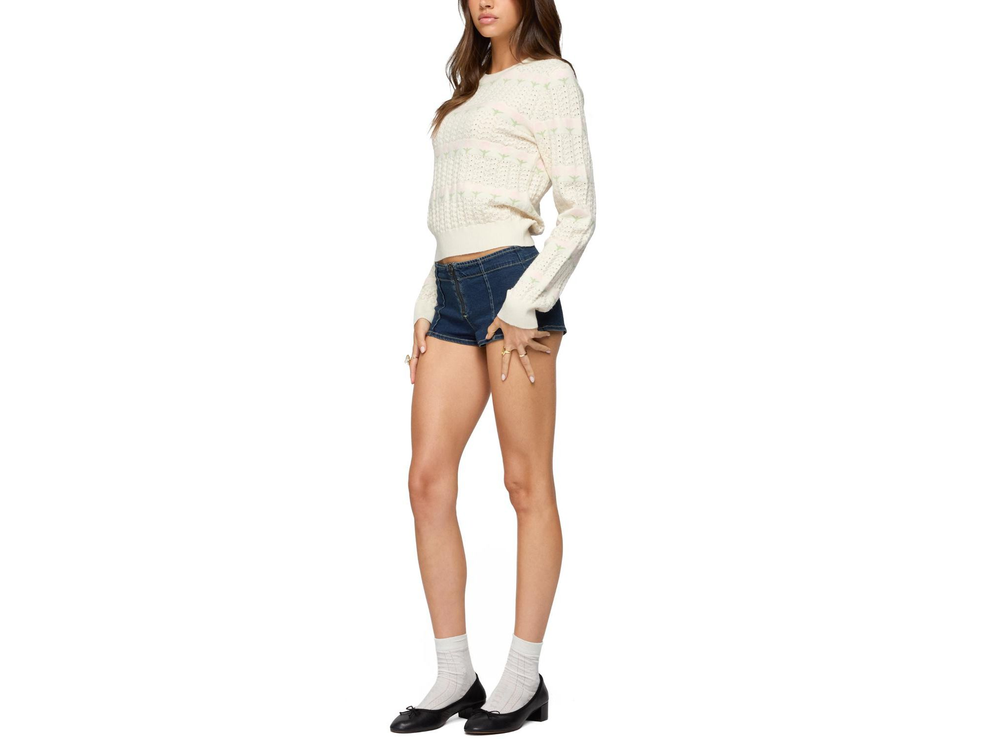 Emerie Flower Textured Knit Sweater — Image 3