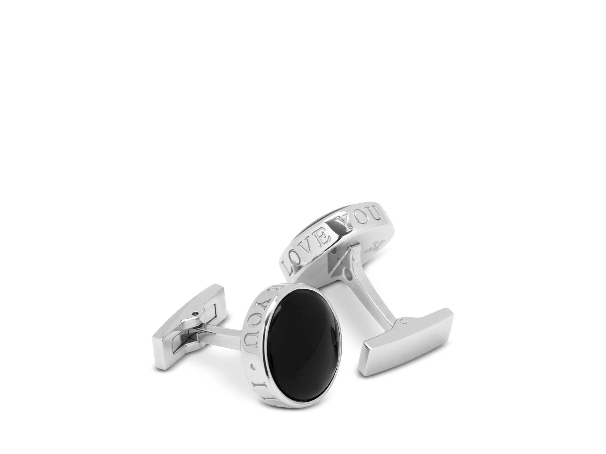 Onyx I Love You Stainless Steel Cufflinks — Image 3