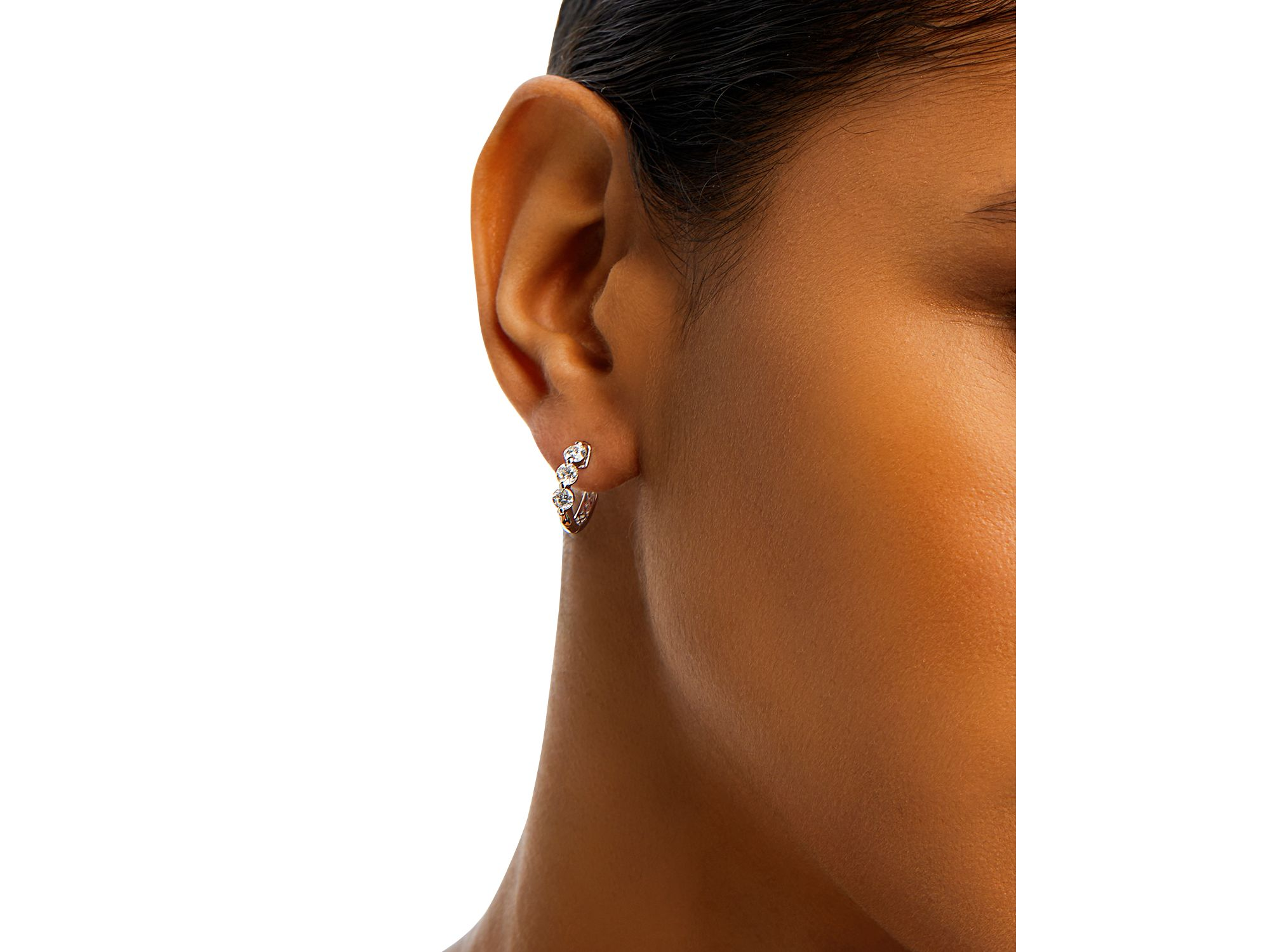 Diamond Hoop Earrings in 14K White Gold, 0.5-1.5 tcw — Image 3