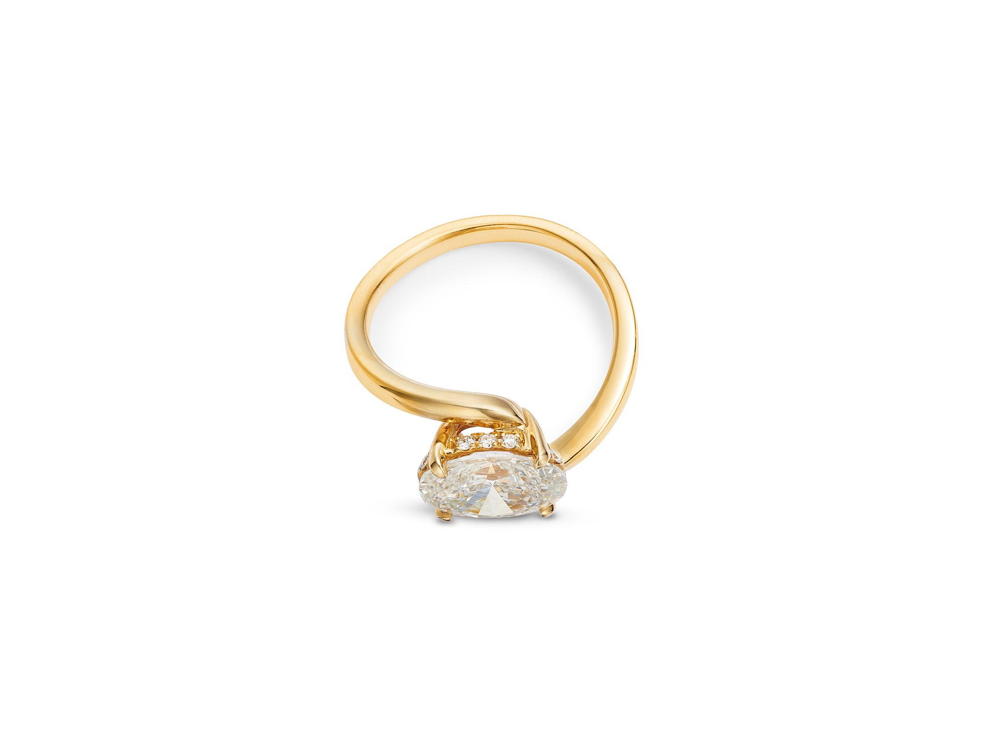 Certified Lab Grown Diamond Oval Solitaire Ring in 14K Yellow Gold, 2.0 tcw — Image 3