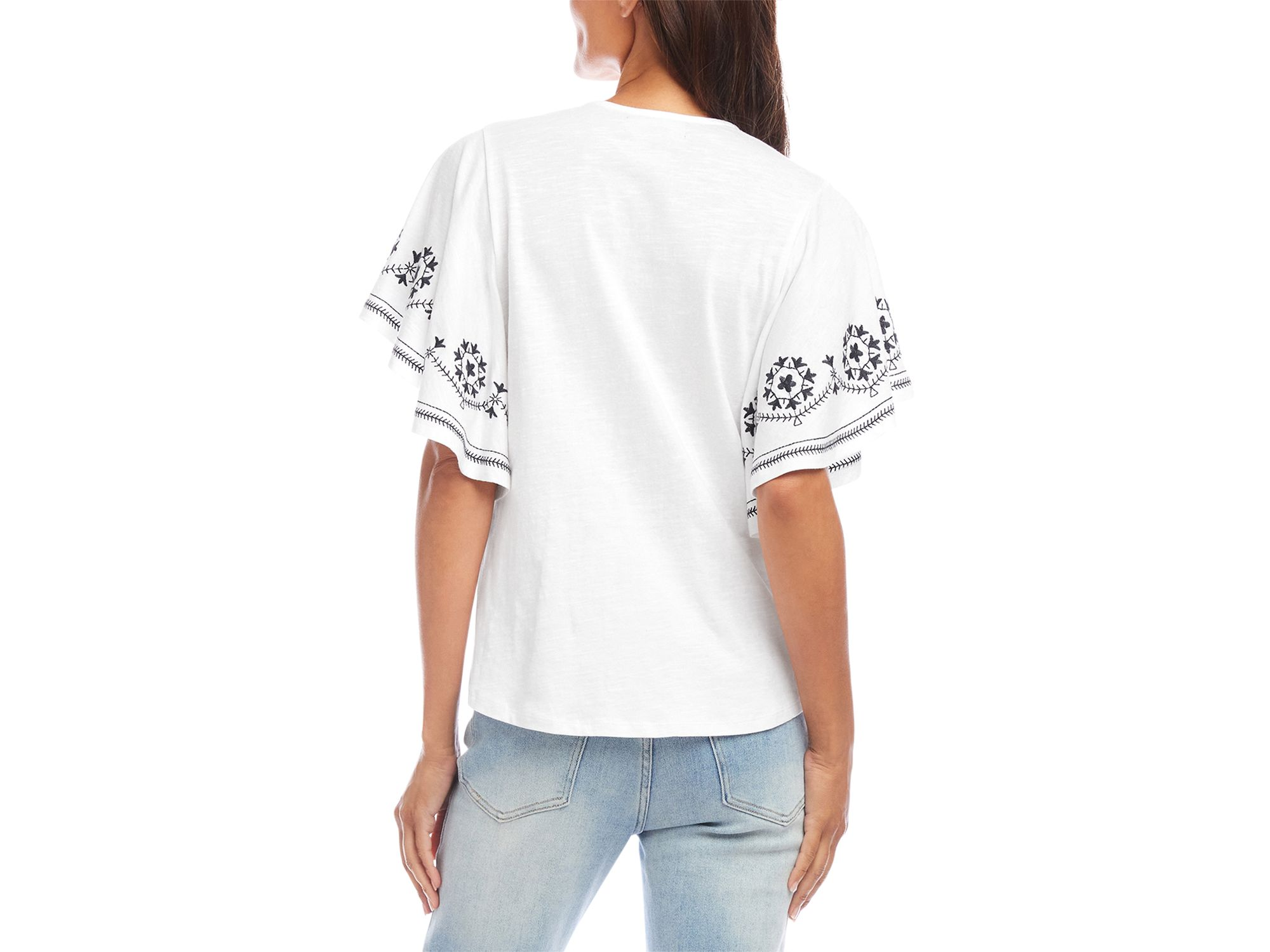 Embroidered Flutter Sleeve Top — Image 8