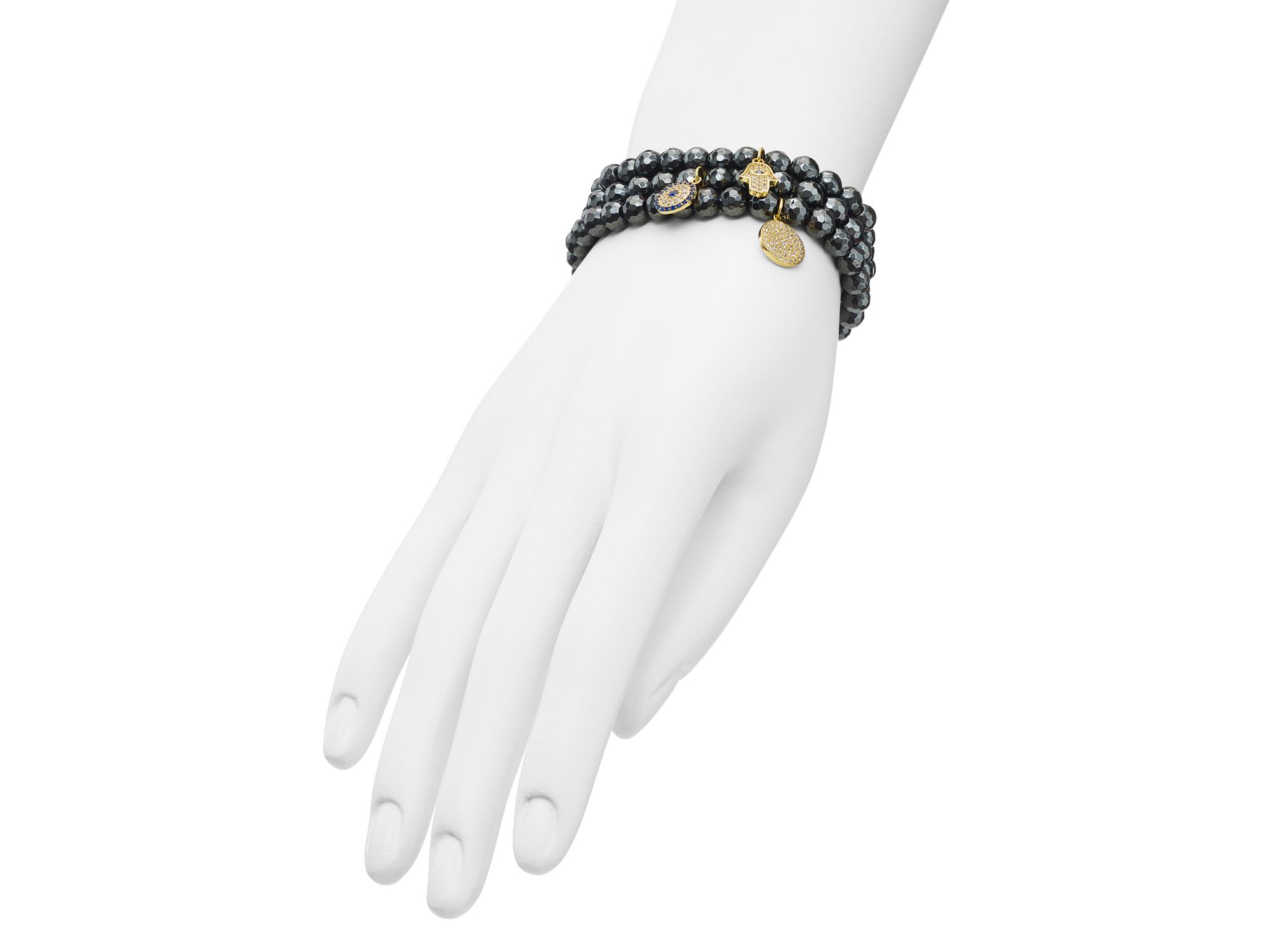Beaded Bracelets in Gold Tone-Plated Sterling Silver and Hematite Tone-Plated Sterling Silver - Exclusive — Image 3