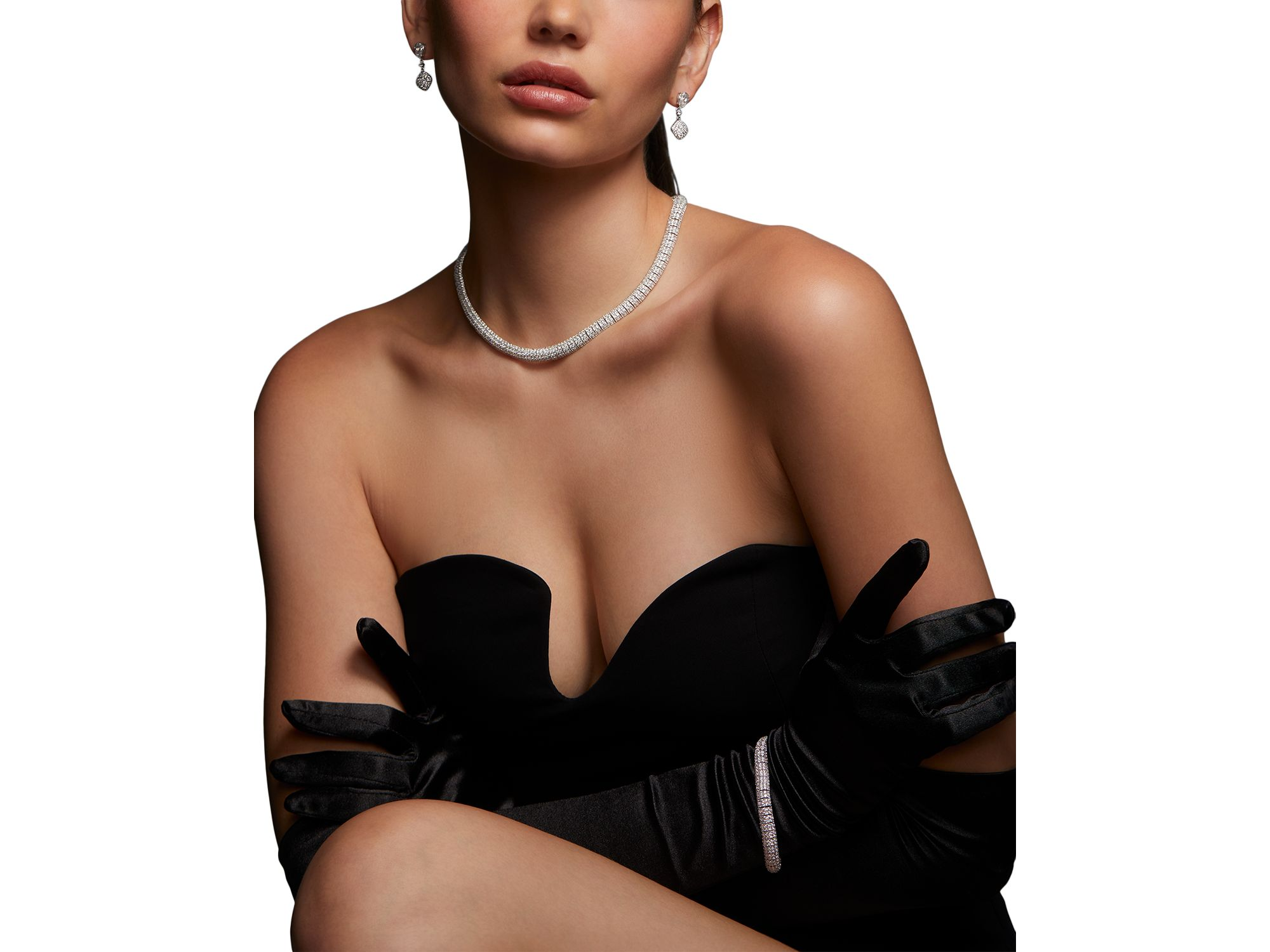Crushed Pavé Dome Collar Necklace, 16" — Image 4
