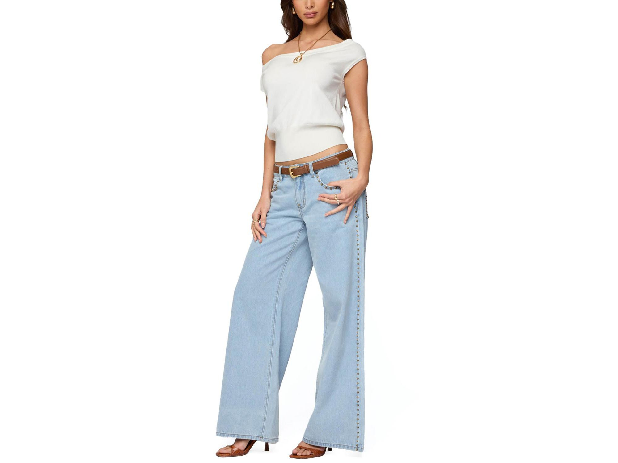 Stassie Studded Low Rise Jeans — Image 3