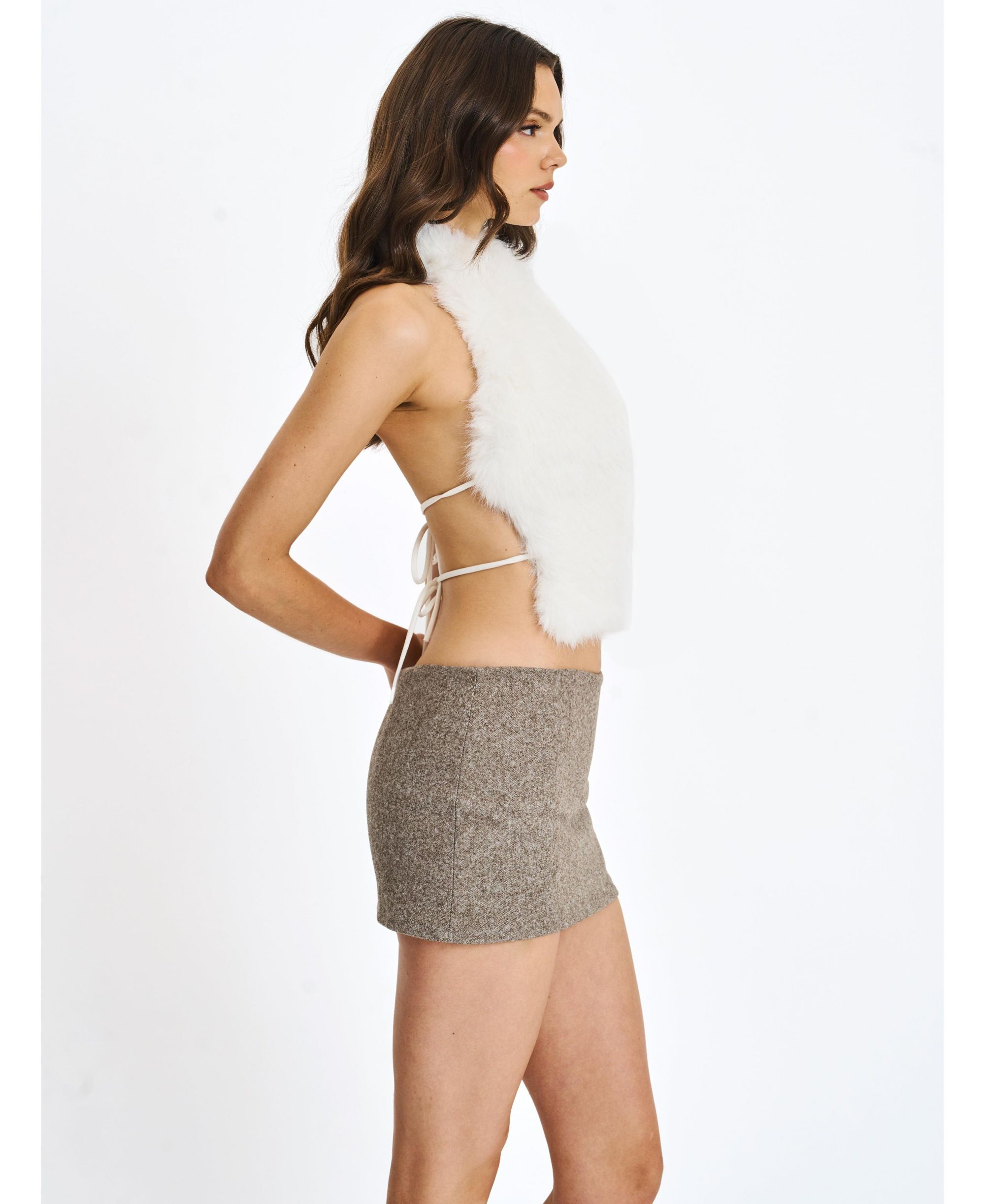 Oona Backless Contoured Fur Halter Top — Image 4