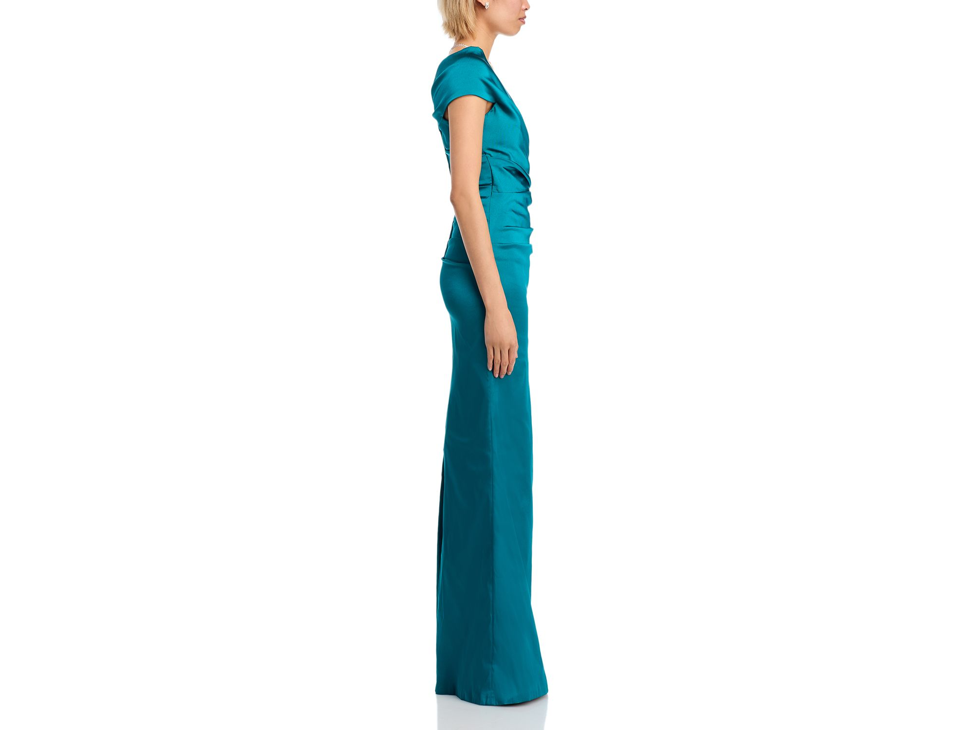 Off-the-Shoulder Ruched Satin Gown — Image 5