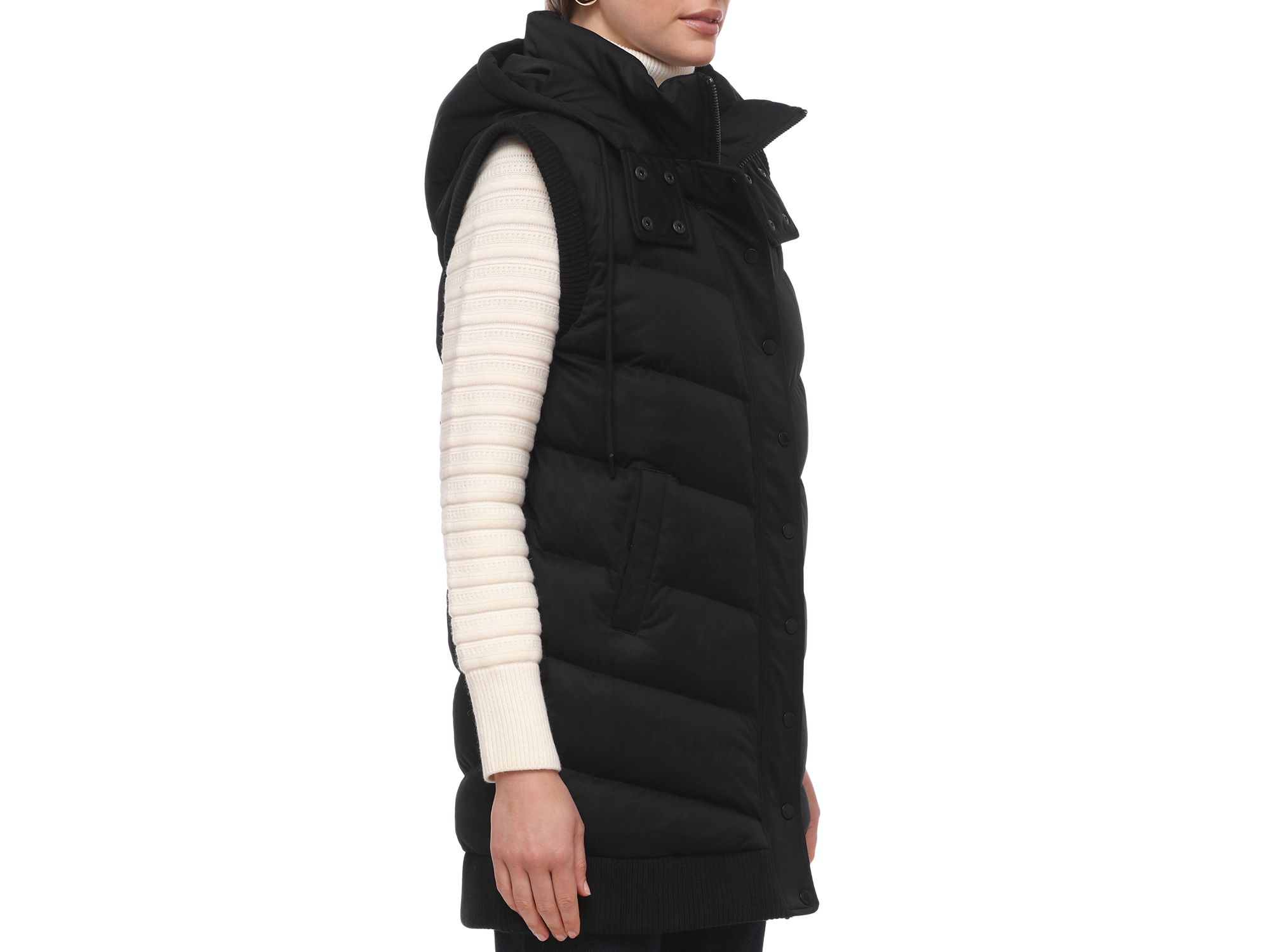 Long Hooded Puffer Vest — Image 5