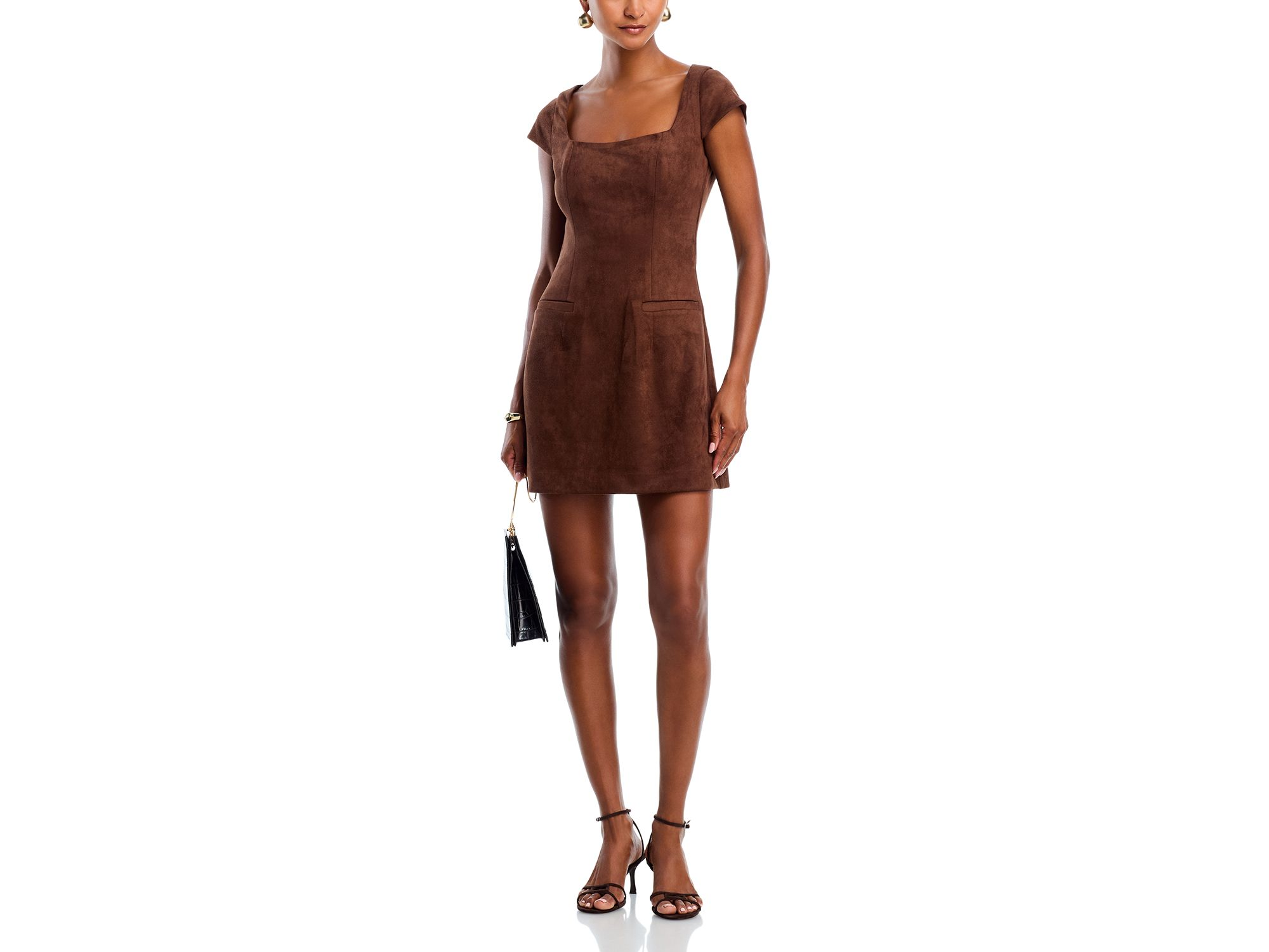 Faux Suede Cap Sleeve Shift Dress - Exclusive — Image 5