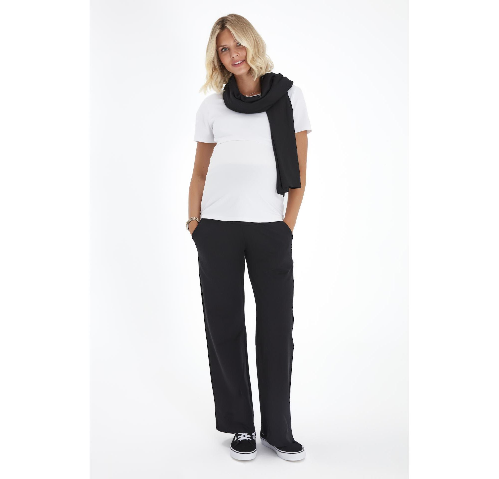 Simply Cool Foldover Waistband Stretch Cotton Maternity Jogger Pants — Image 3