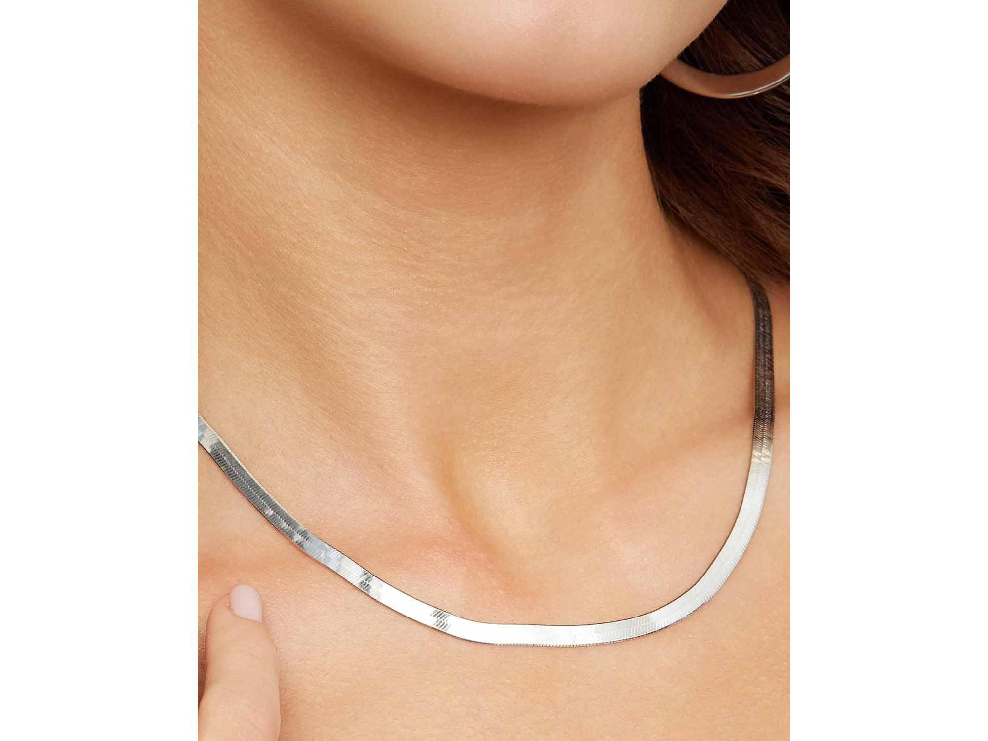 Sterling Mirage Herringbone Choker, 16" — Image 3