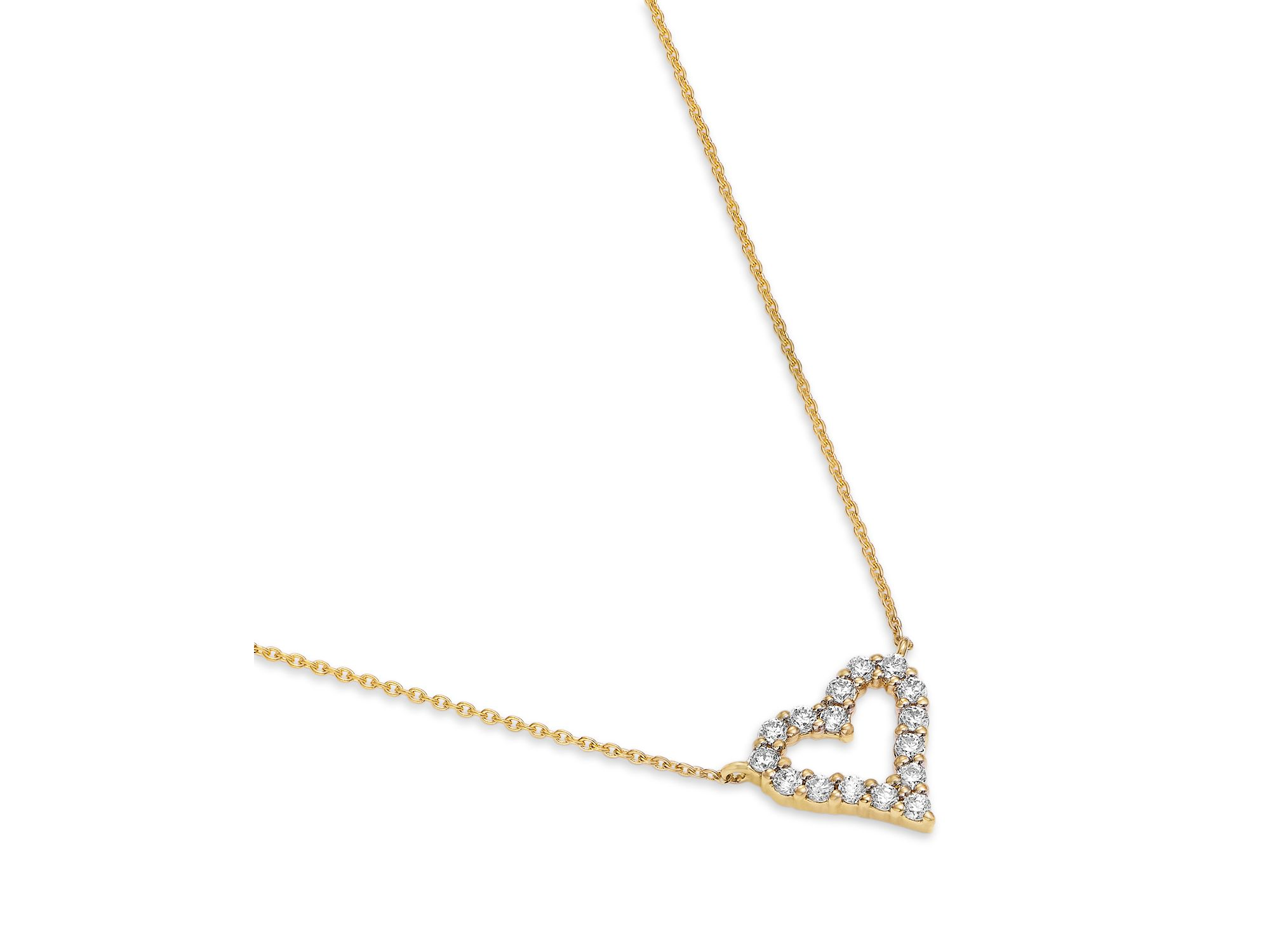 Diamond Heart Pendant Necklace in 14K Yellow Gold, 0.16 tcw — Image 3