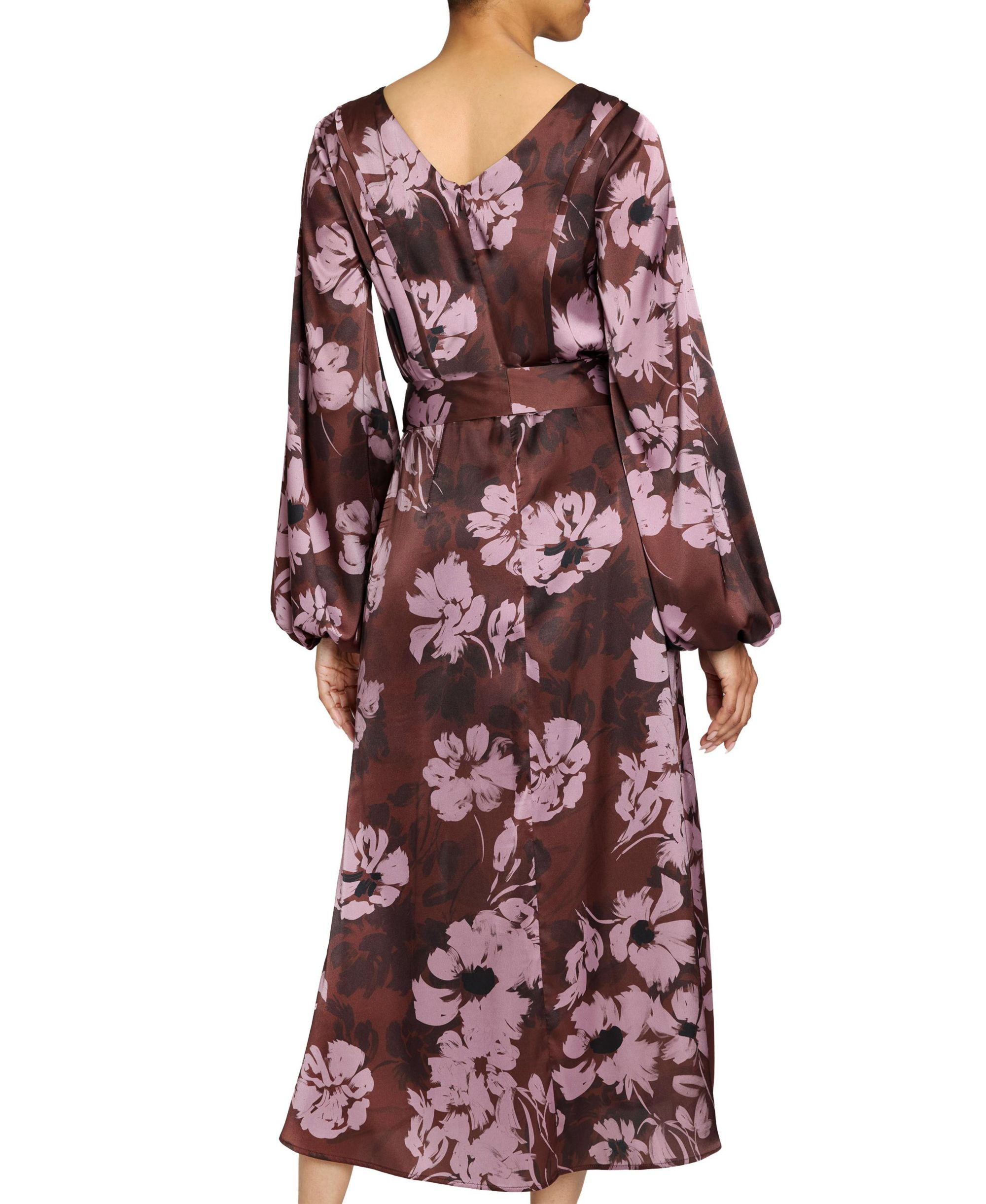 Parker Fit and Flare Midi Dress with Lantern Sleeves in Floral Twill Crepe — Image 3