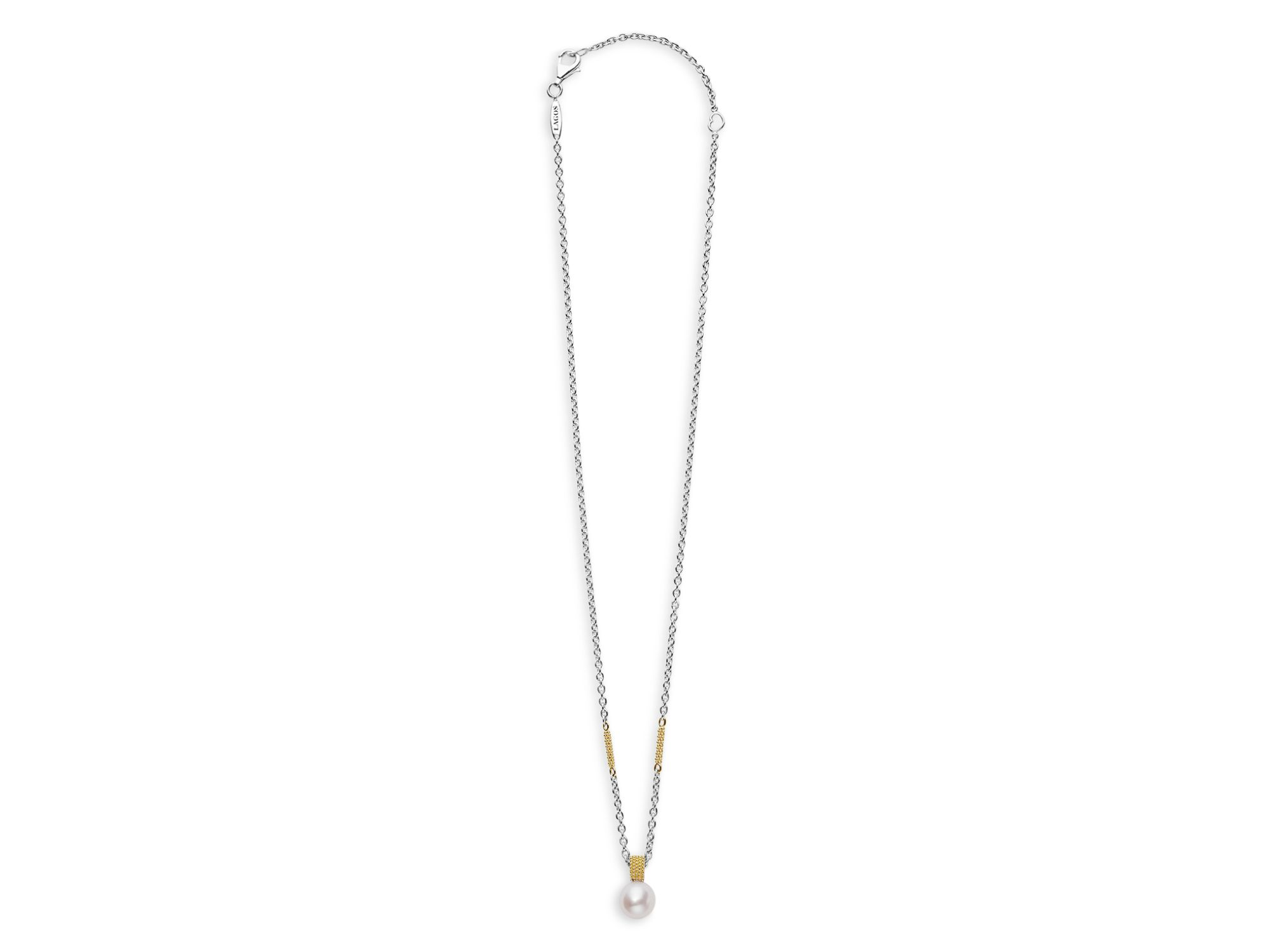 18K Yellow Gold & Sterling Silver Luna Cultured Freshwater Pearl Pendant Necklace, 16-18" — Image 4