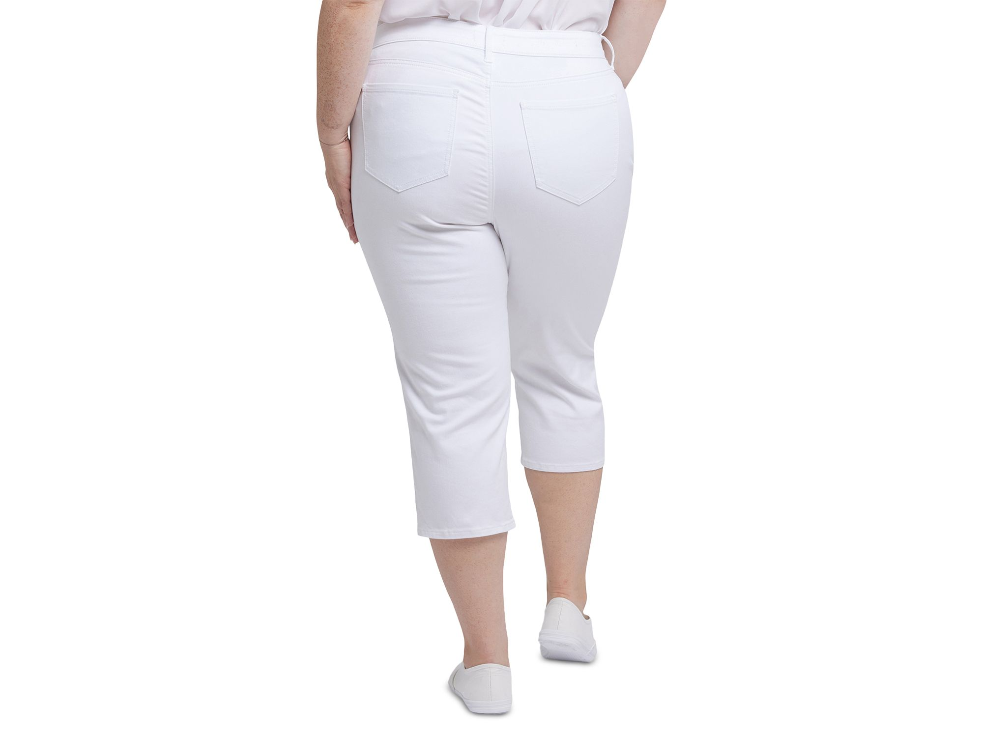 Marilyn Buttoned Cuff Straight Crop Jeans in Optic White — Image 3