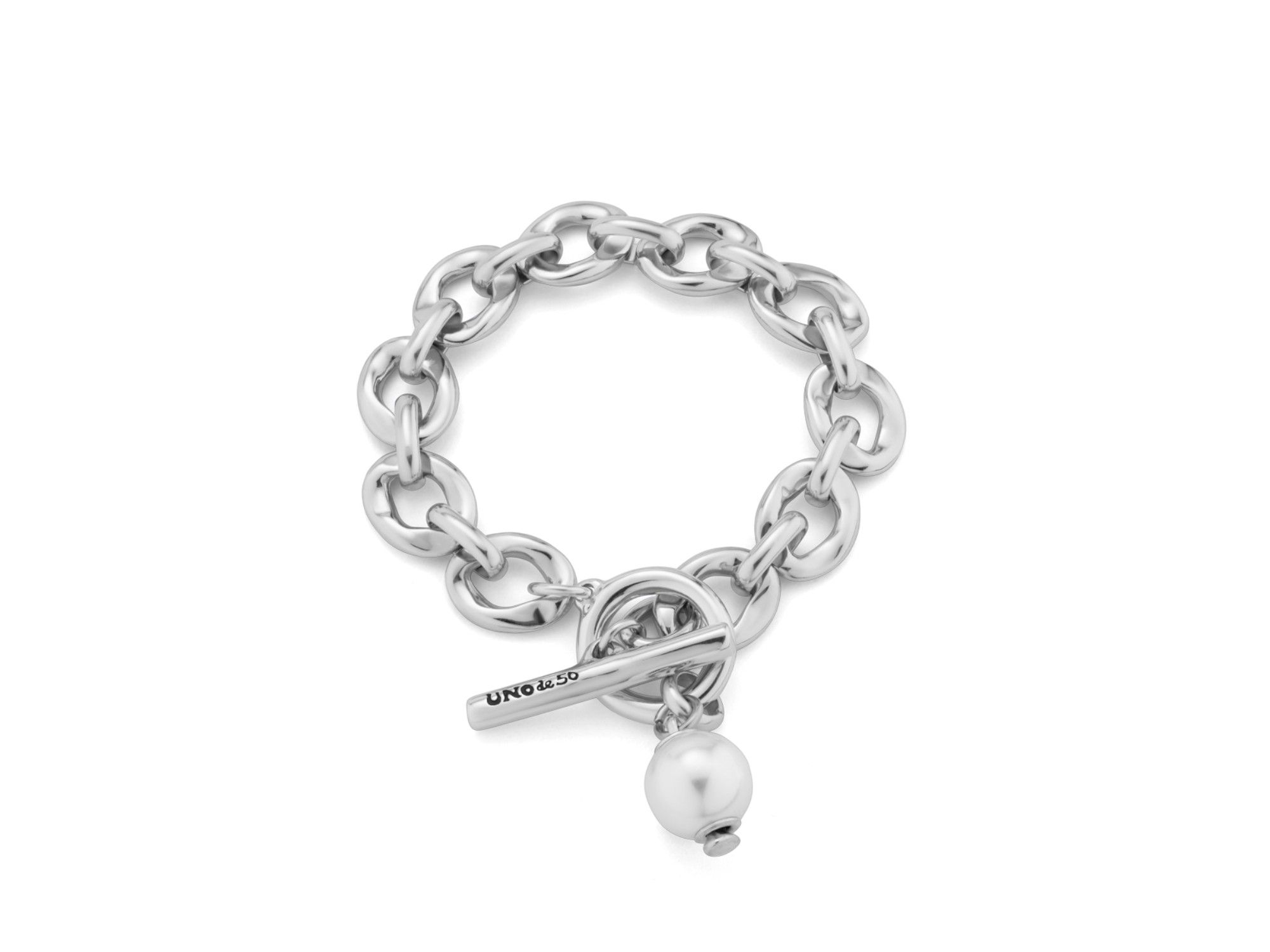Sterling Plated with a Pearl Link Bracelet — Image 3