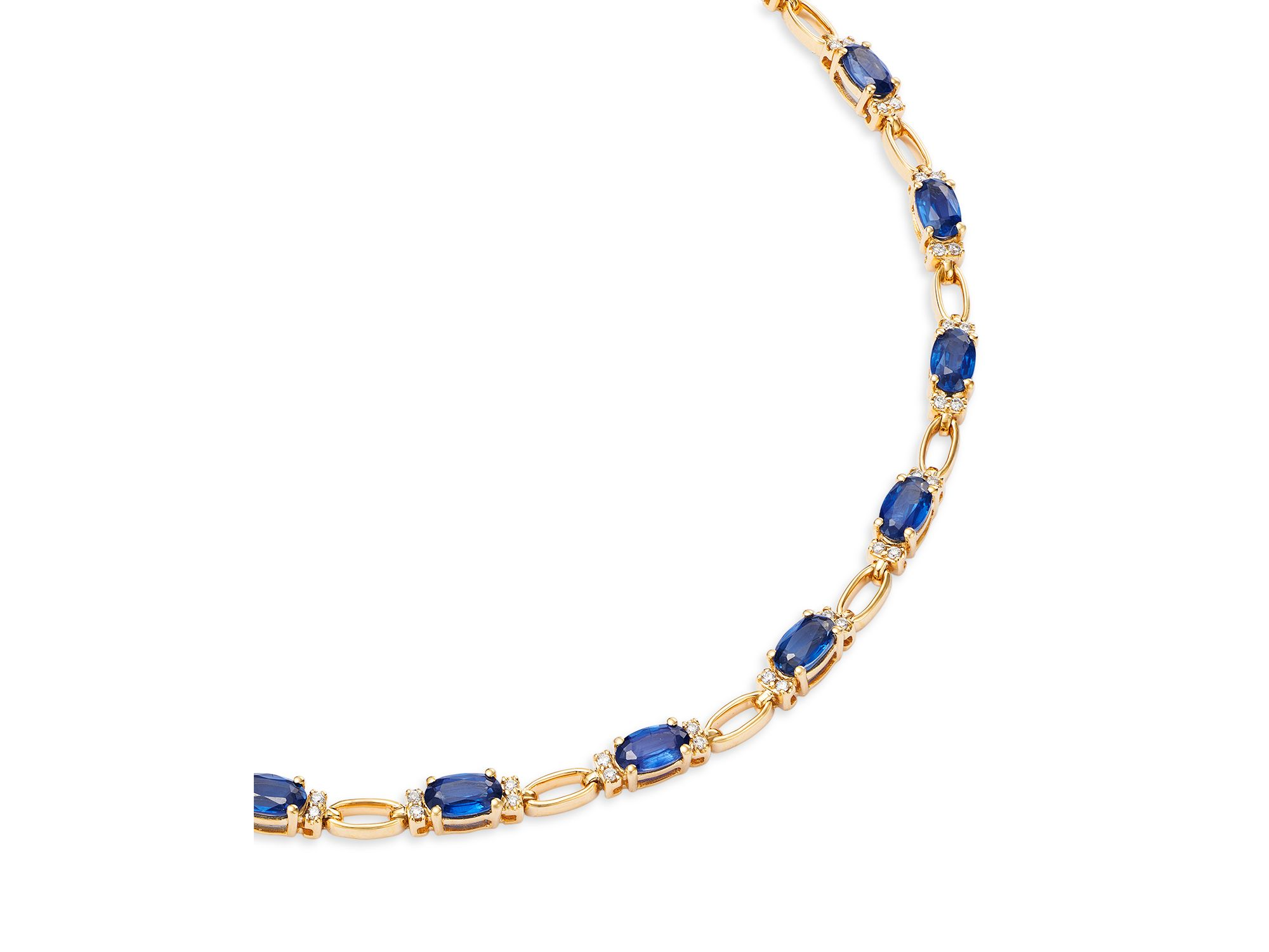 Sapphire & Diamond Tennis Bracelet in 14K Yellow Gold — Image 3