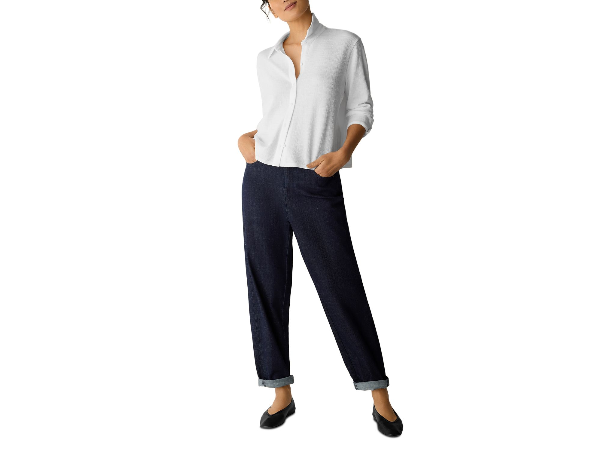Stretch Denim Ankle Lantern Pants — Image 5