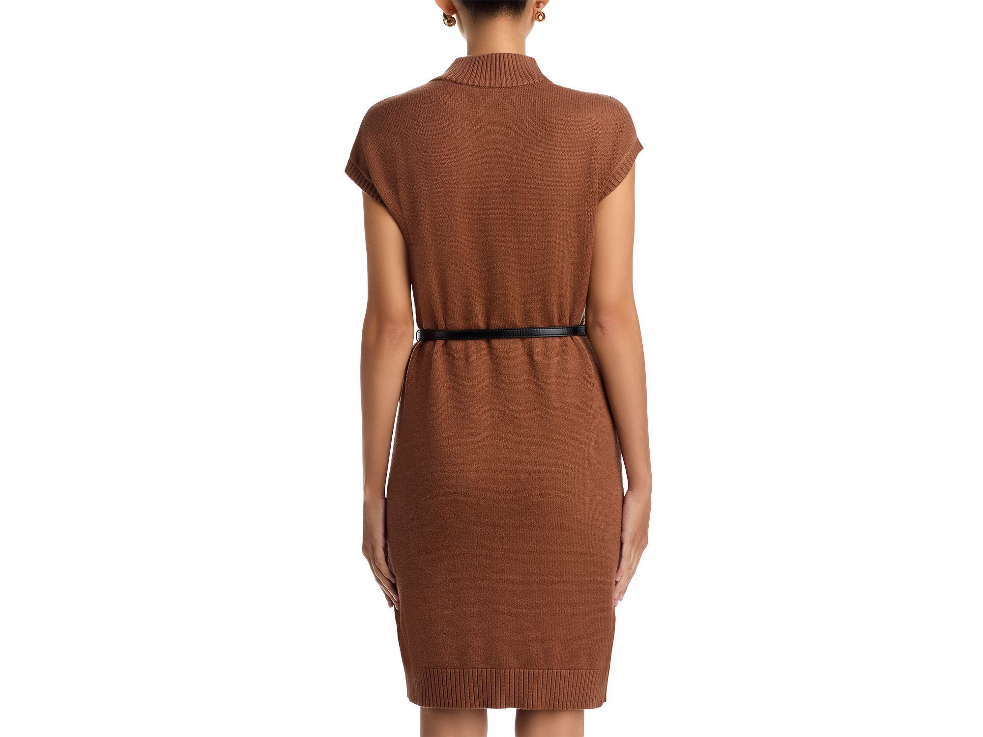 Belted Mock Neck Dress — Image 3