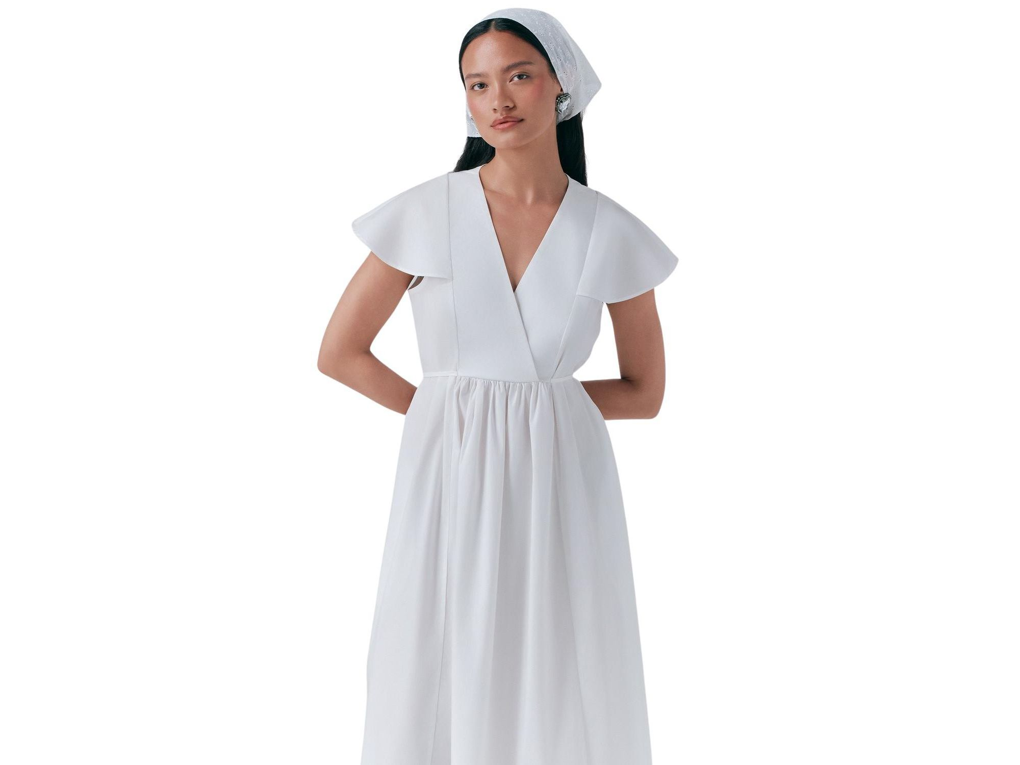 Eloise V-Neck Cotton Midi Dress — Image 3