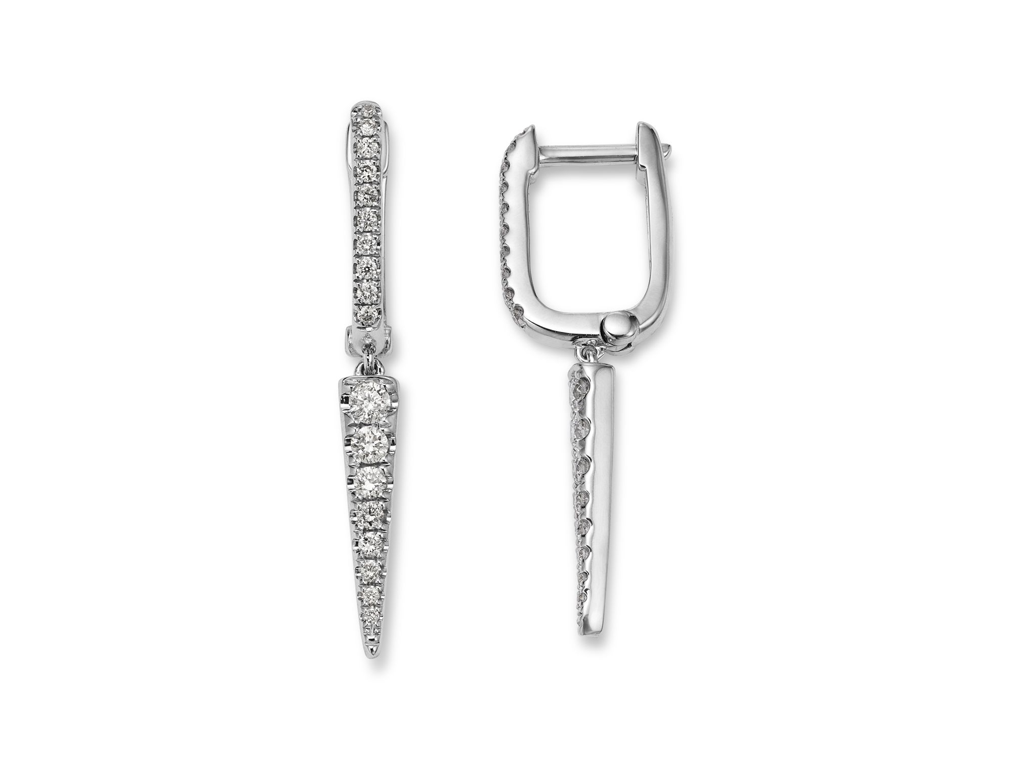 Diamond Drop Earrings in 14K White Gold, 0.3 tcw — Image 3