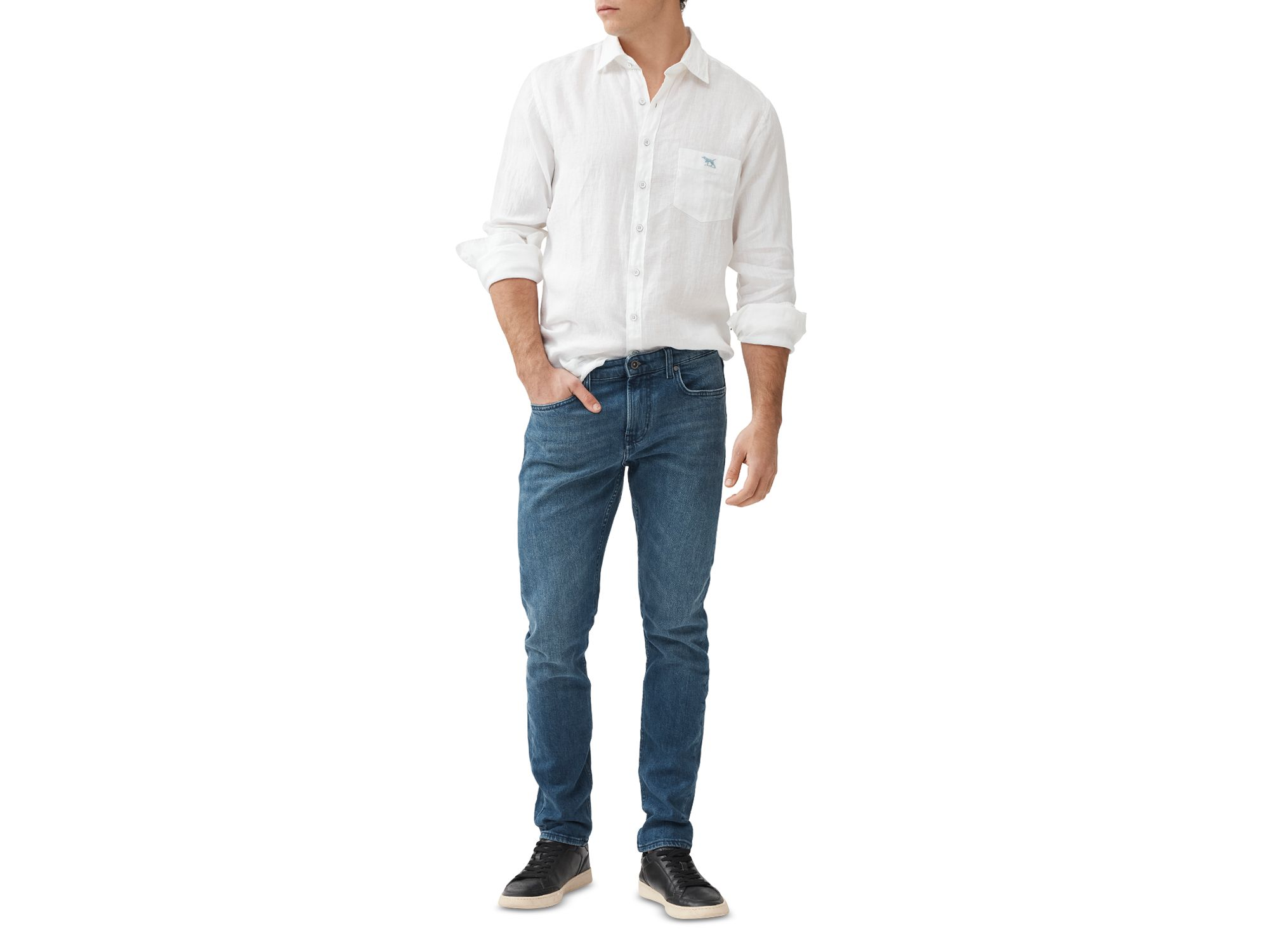 Oaro Slim Fit Italian Denim Jeans in Bright Blue — Image 5