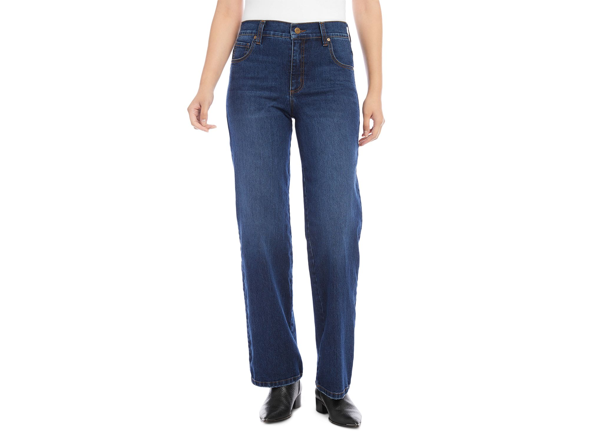 Mid Rise Wide Leg Jeans in Denim — Image 3