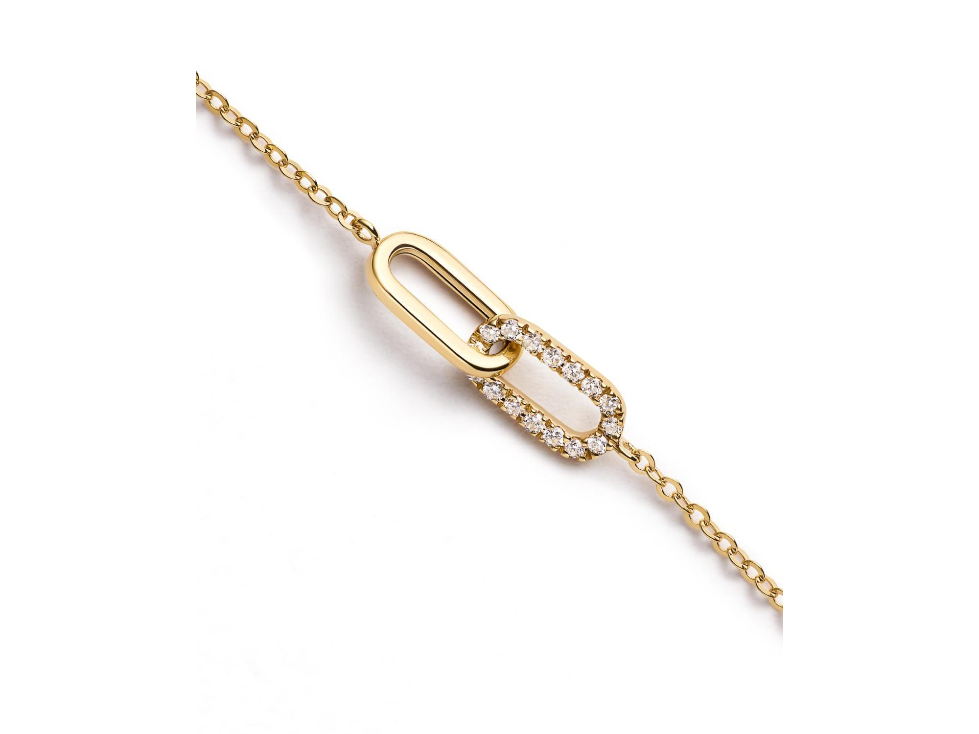 Solid Yellow Gold Lab Grown Diamond Link Bracelet — Image 3
