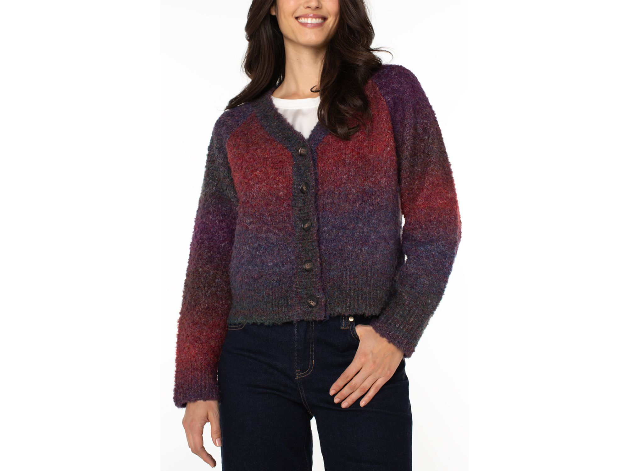 Ombré V Neck Cardigan — Image 5