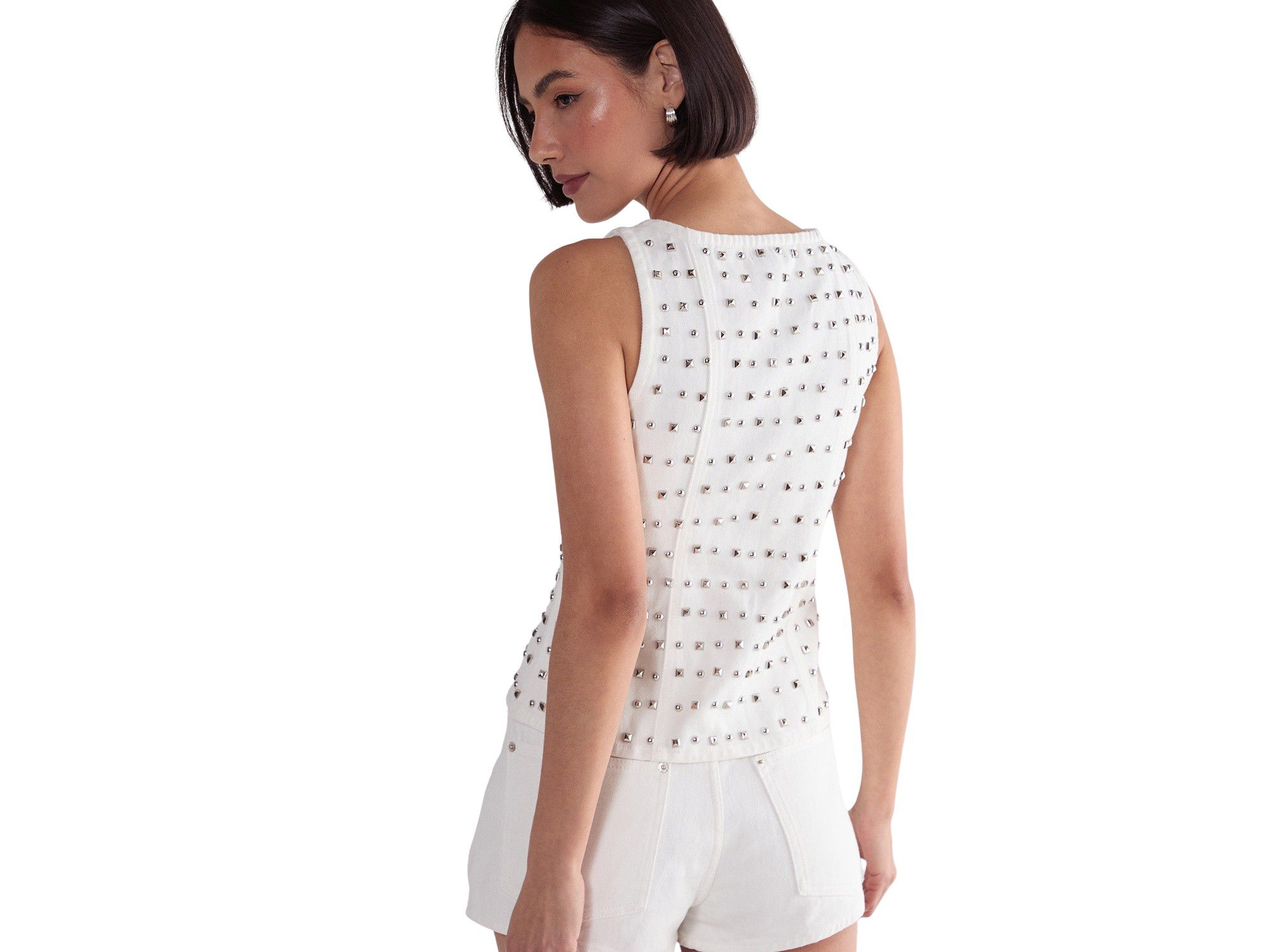 Studded Denim Corset Top — Image 3