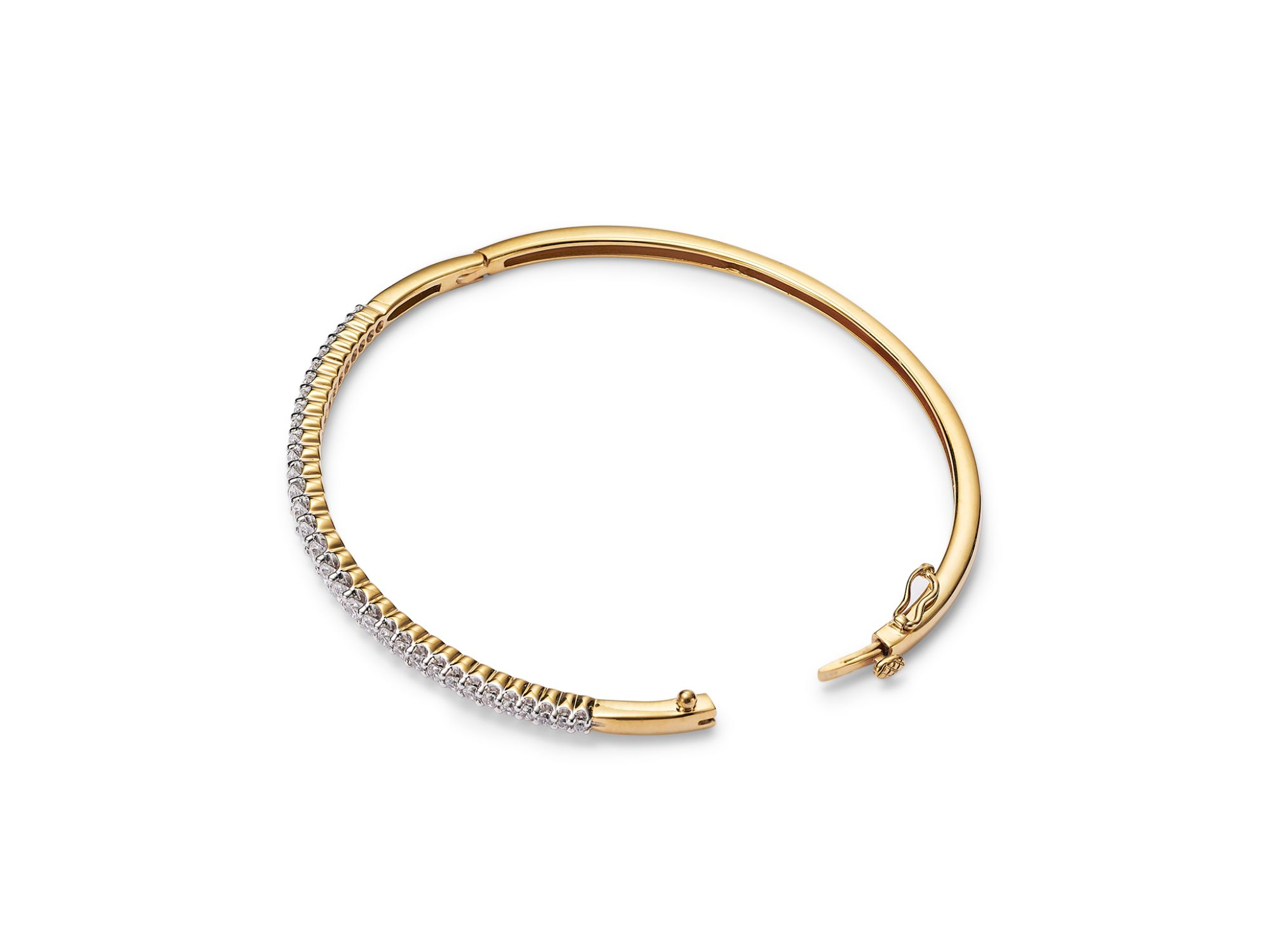 Diamond Bangle Bracelet in 14K Yellow Gold, 1.0 tcw — Image 5