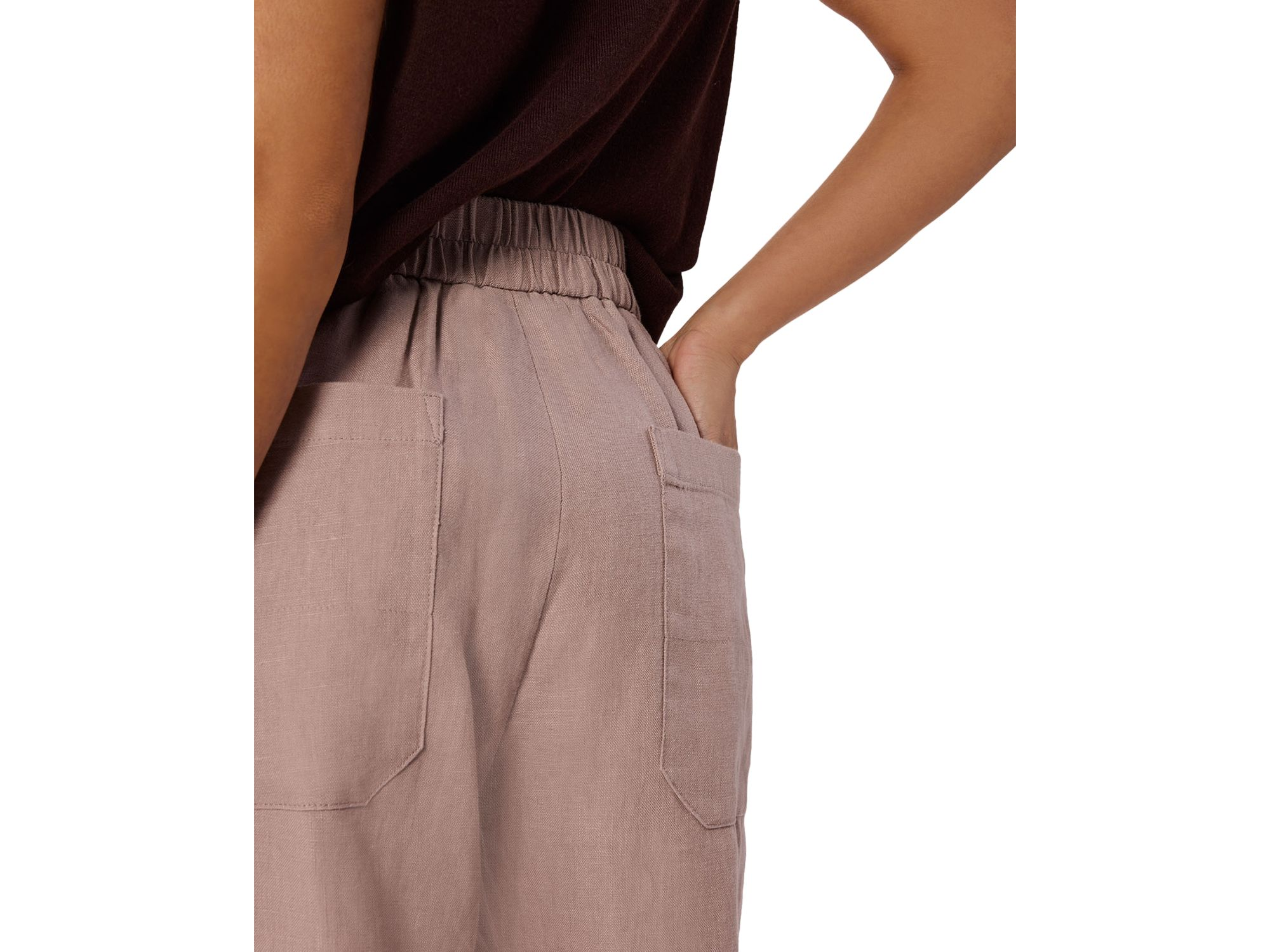 Petite Linen Barrel Leg Trousers — Image 3