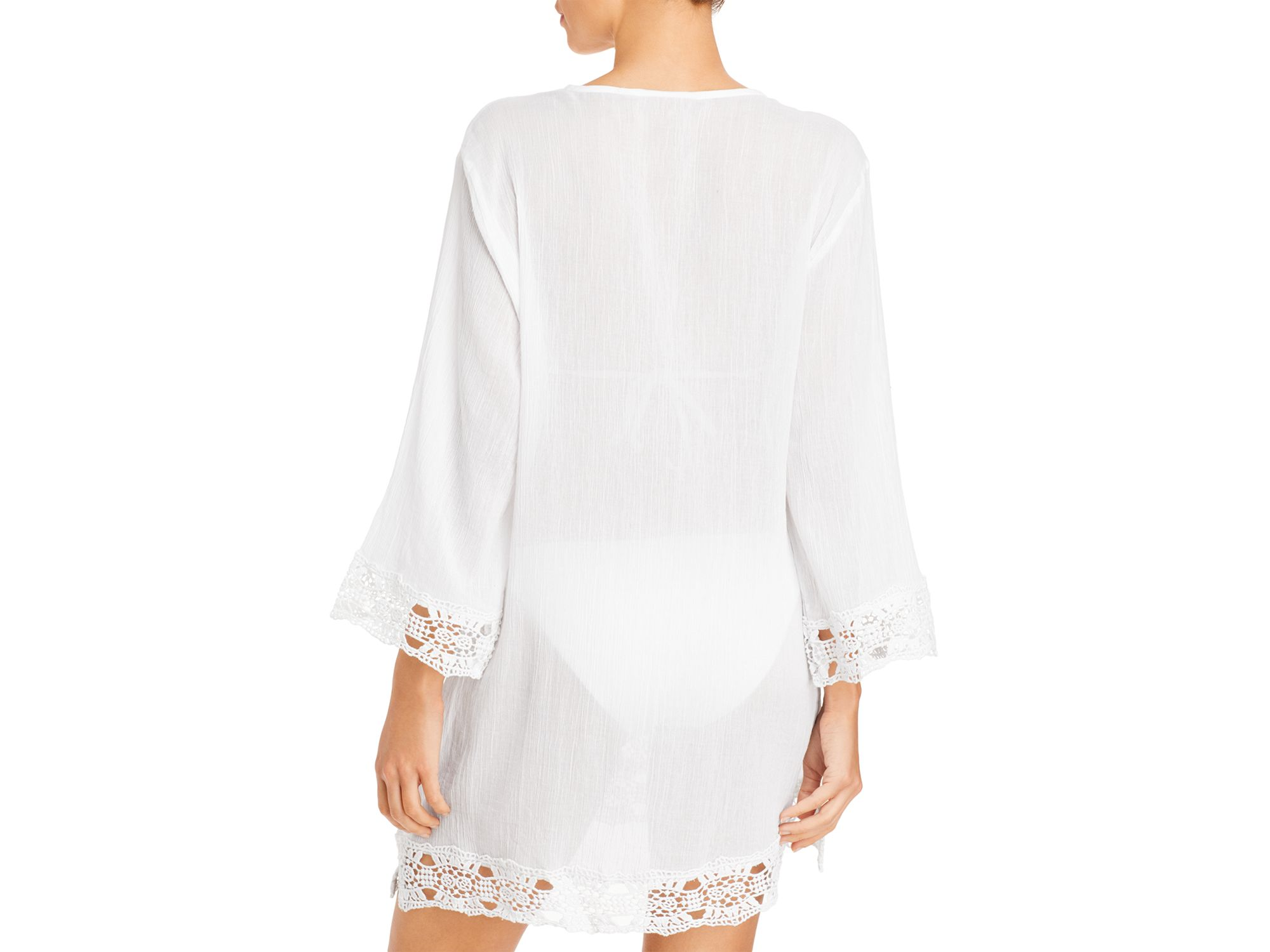 Island Fare Crocheted Lace Trim Tunic Swim Cover-Up — Image 4