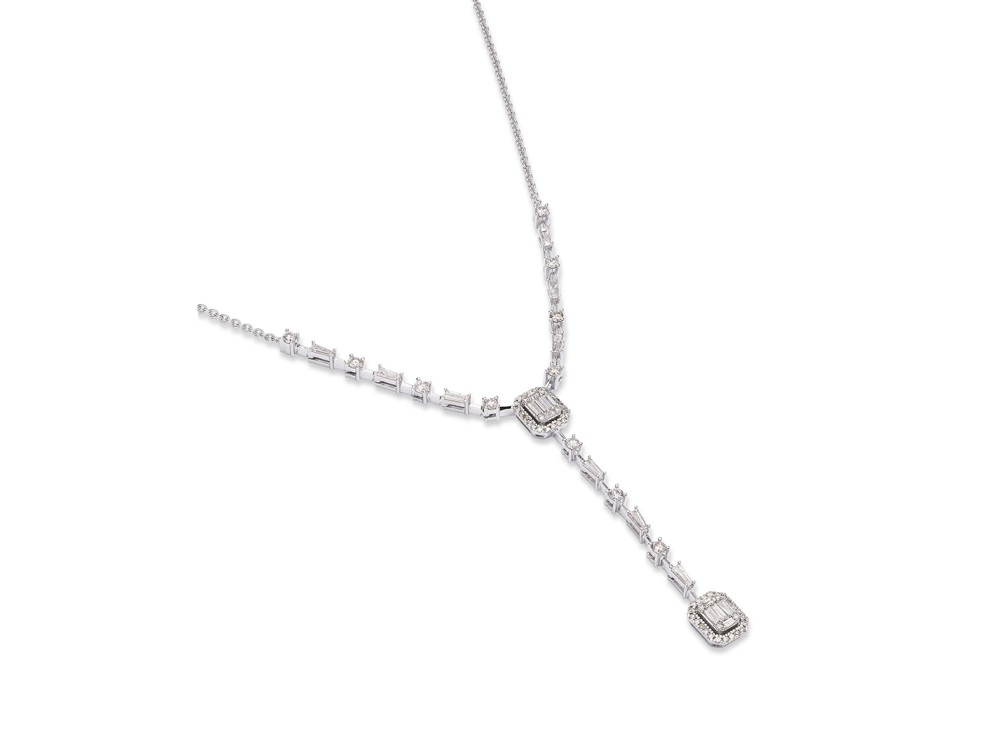 Diamond Mosaic Lariat Necklace in 14K White Gold, 1.0 tcw — Image 4