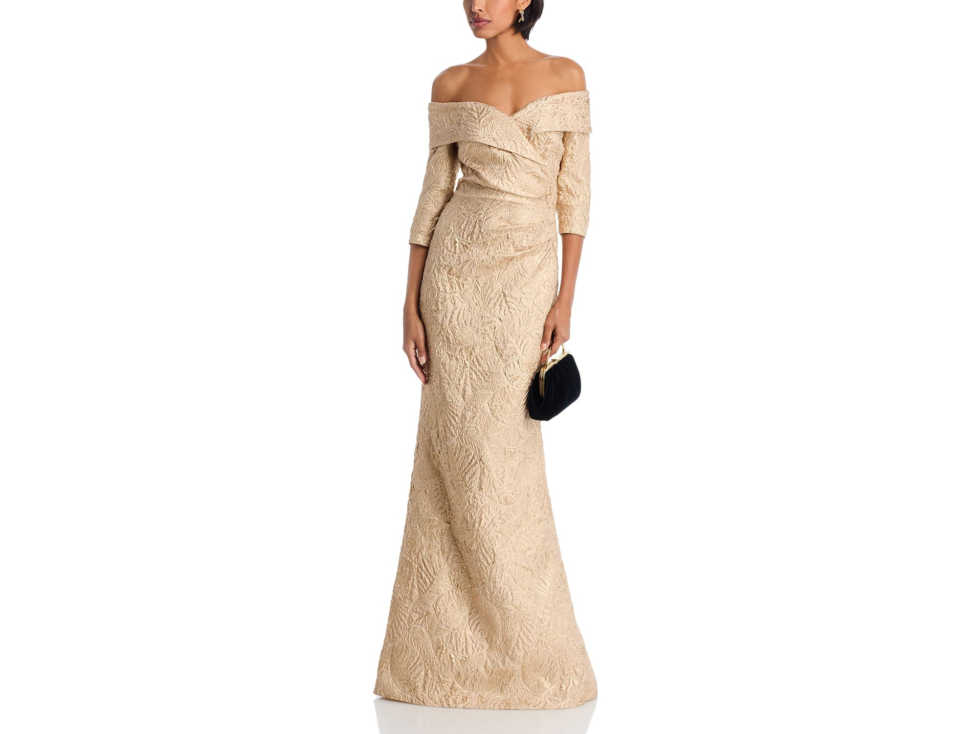 Off-the-Shoulder Metallic Jacquard Gown — Image 4