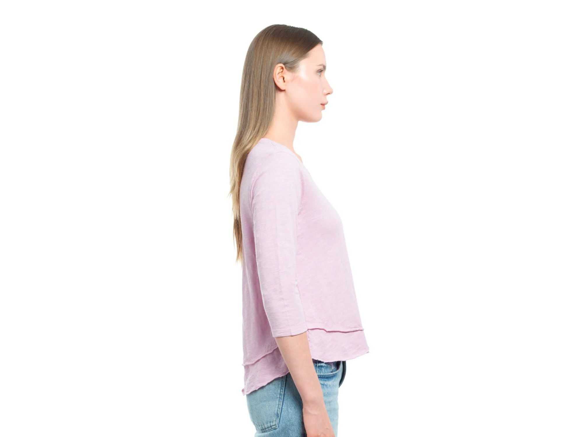 3/4 Sleeve Shrunken Crew Mock Layer Tee — Image 4