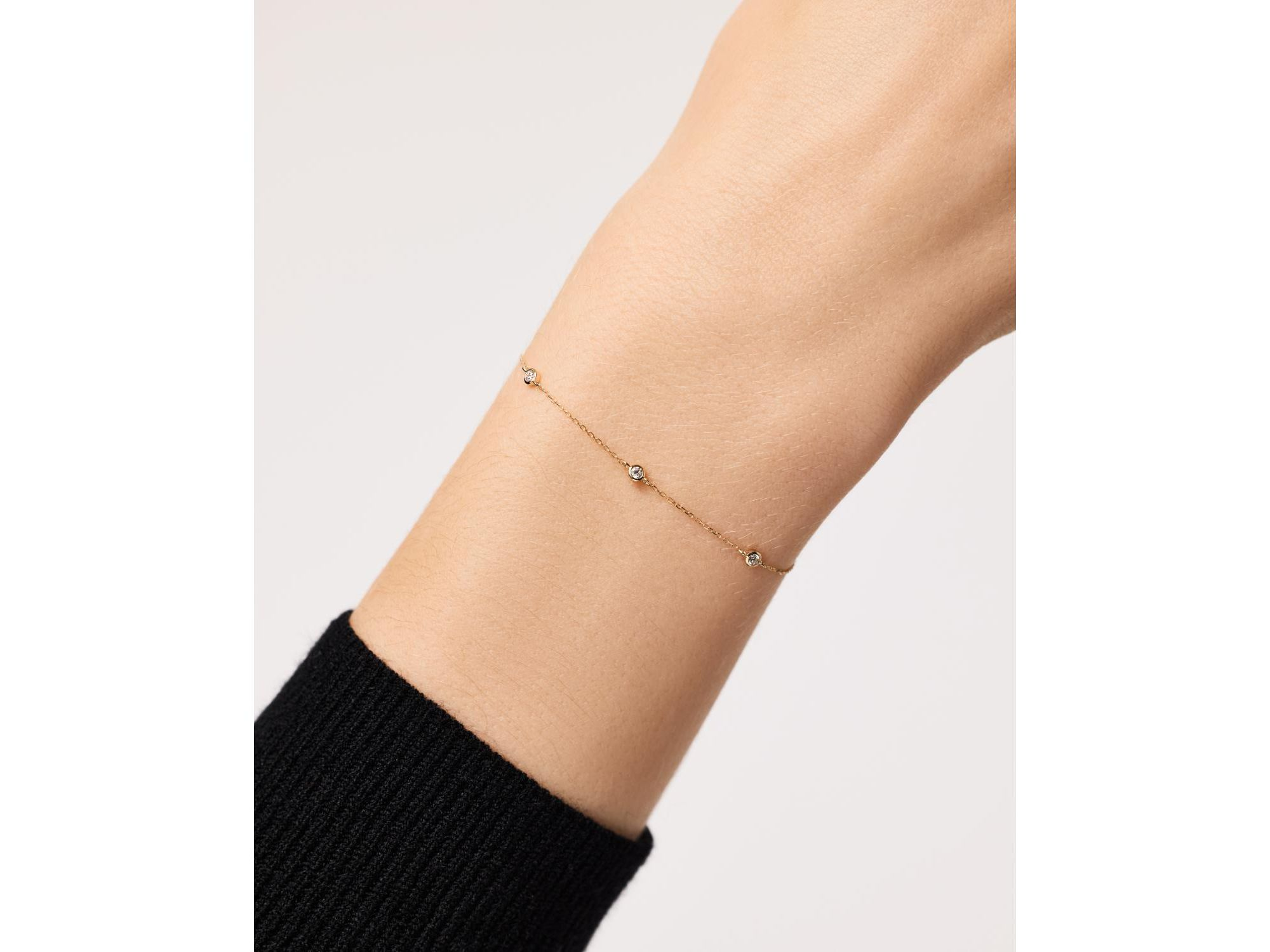 Solid Yellow Gold Lab-Grown Diamond Station Bracelet — Image 4