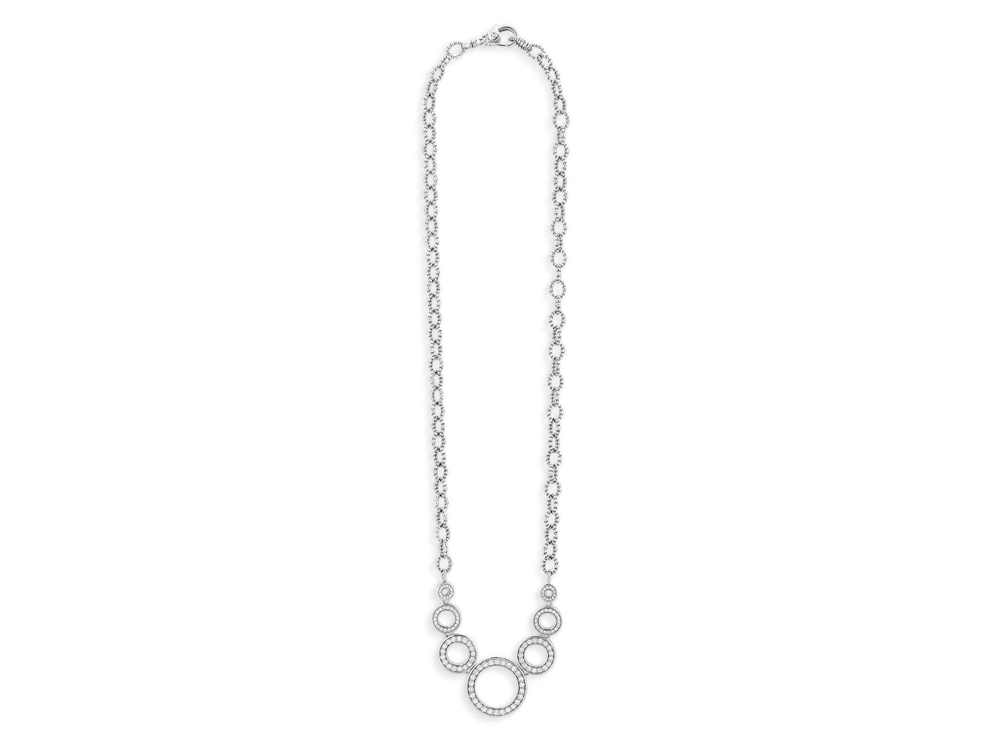 Sterling Caviar Spark Diamond Multi Circle Statement Necklace, 18" — Image 6