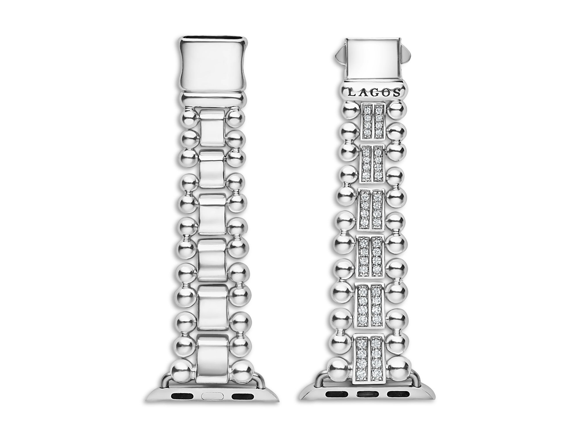 Smart Caviar Sterling Two Row Diamond Apple Watch® Bracelet, 38-45mm — Image 3