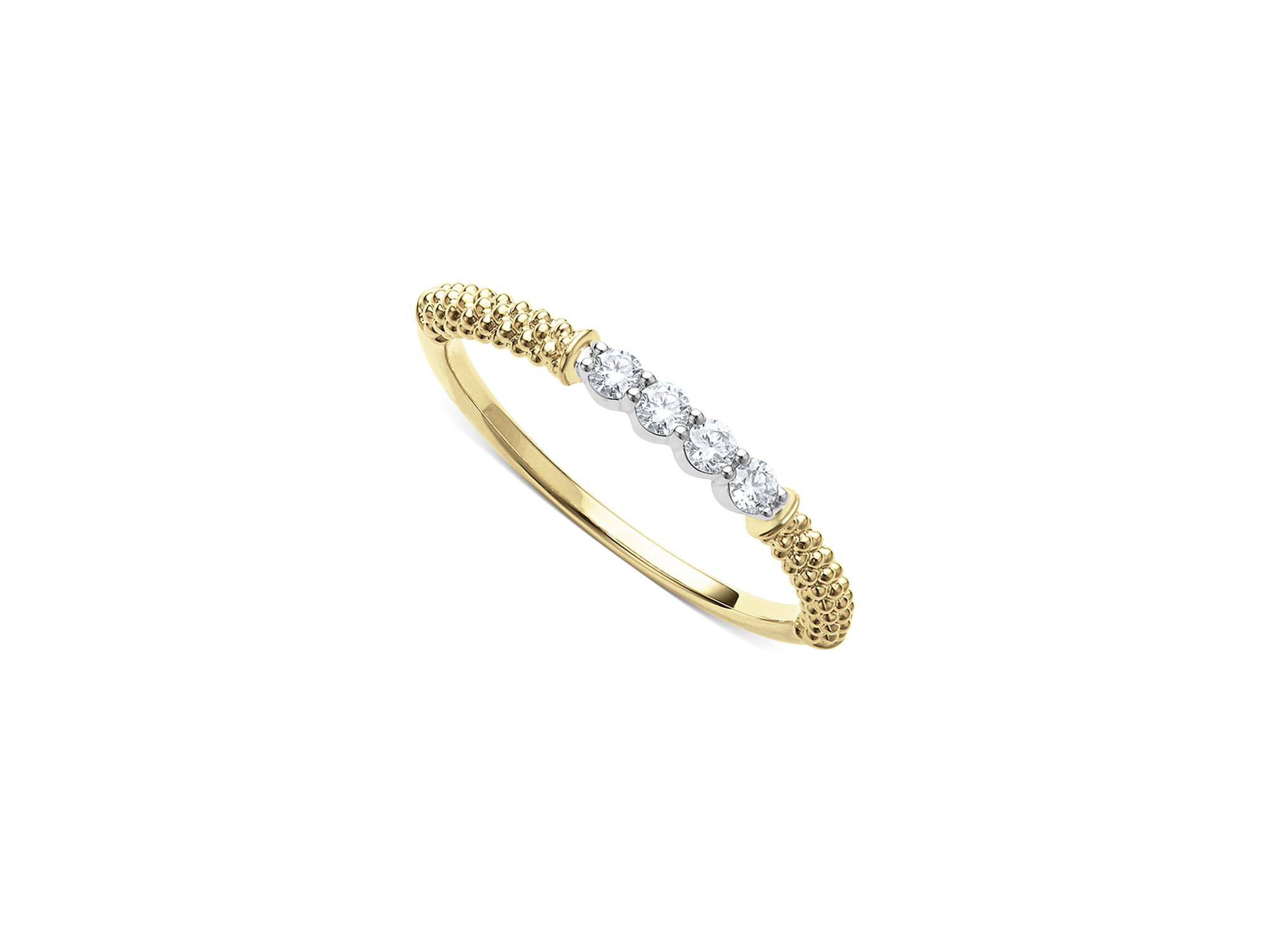 18K White & Yellow Gold Signature Caviar Diamond Stacking Rings — Image 4