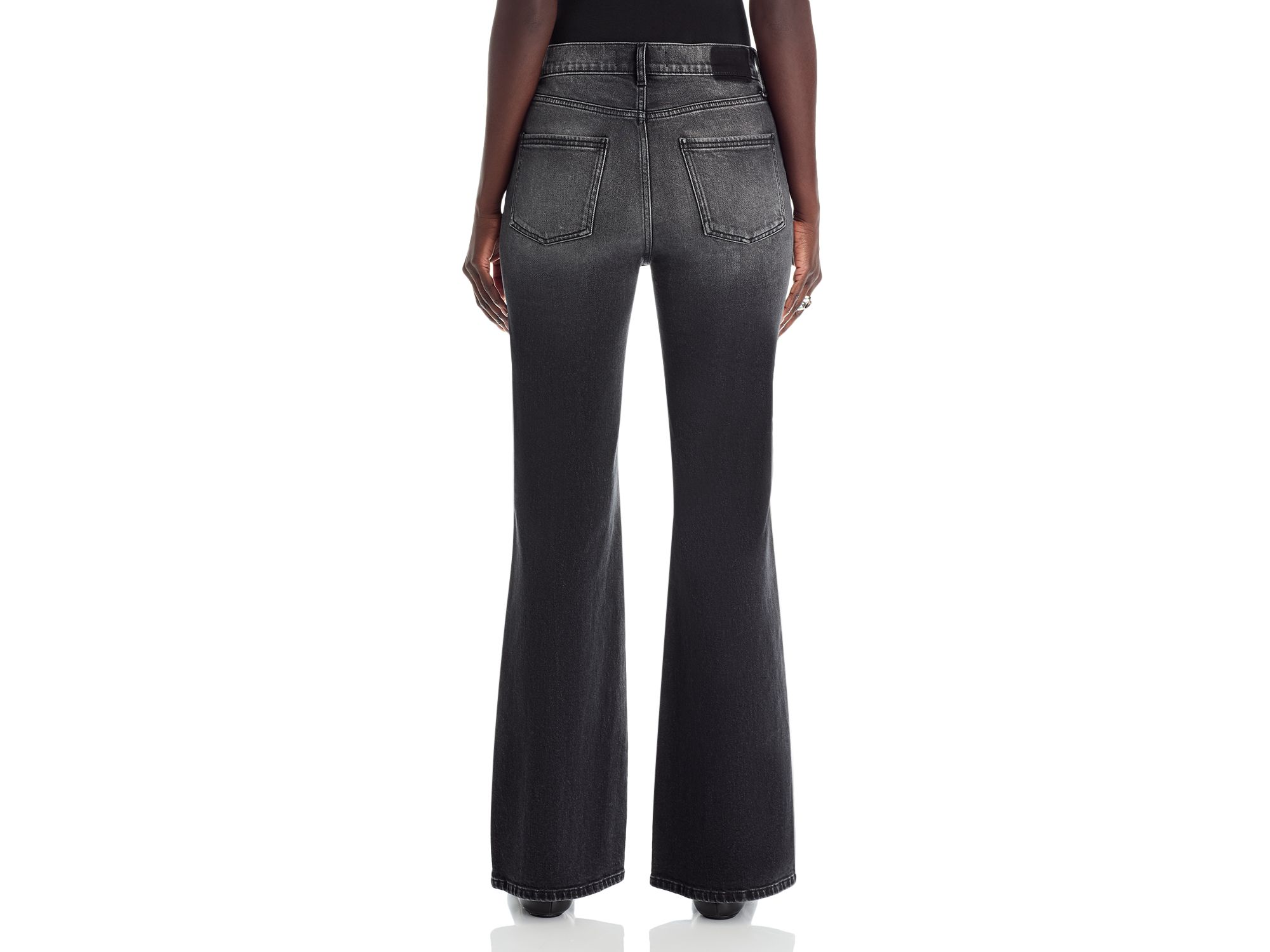 Rosie High Rise Flare Jeans in Washed Black — Image 4