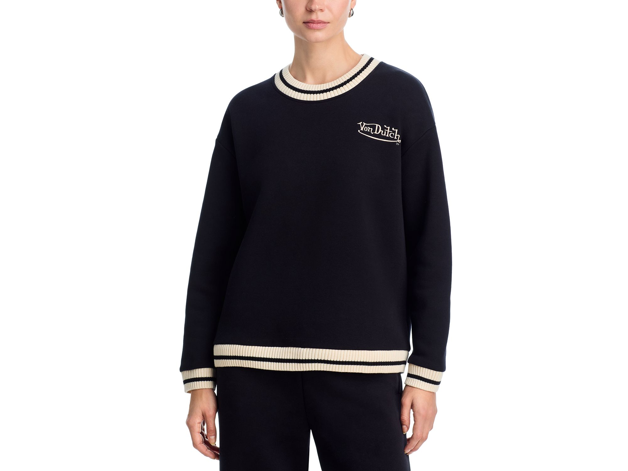 x Von Dutch Striped Rib Crewneck Pullover & Wide Leg Pants — Image 5