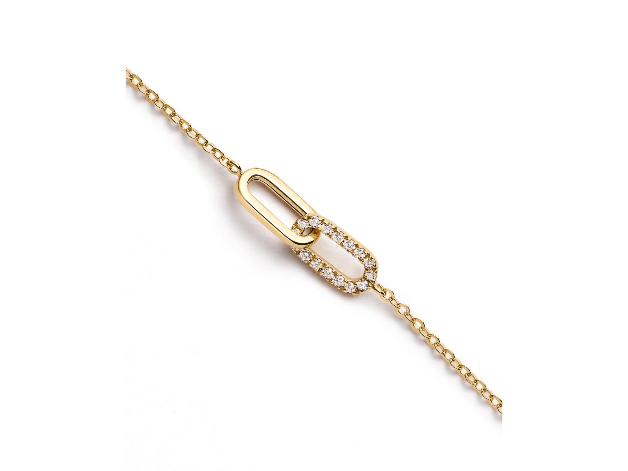 Solid Yellow Gold Lab Grown Diamond Link Necklace — Image 4