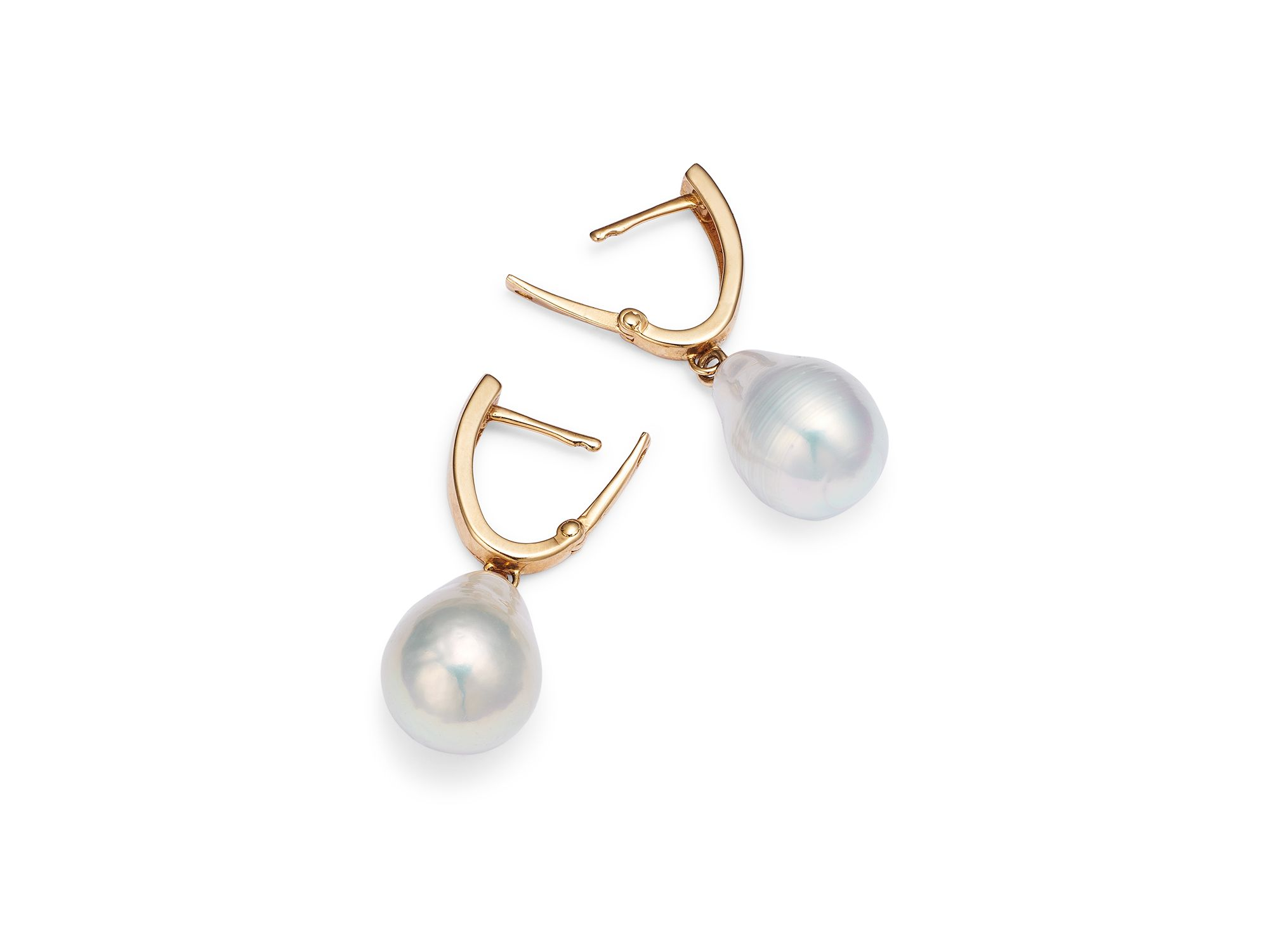 Baroque Cultured Pearl Drop Earrings in 14K Yellow Gold — Image 4