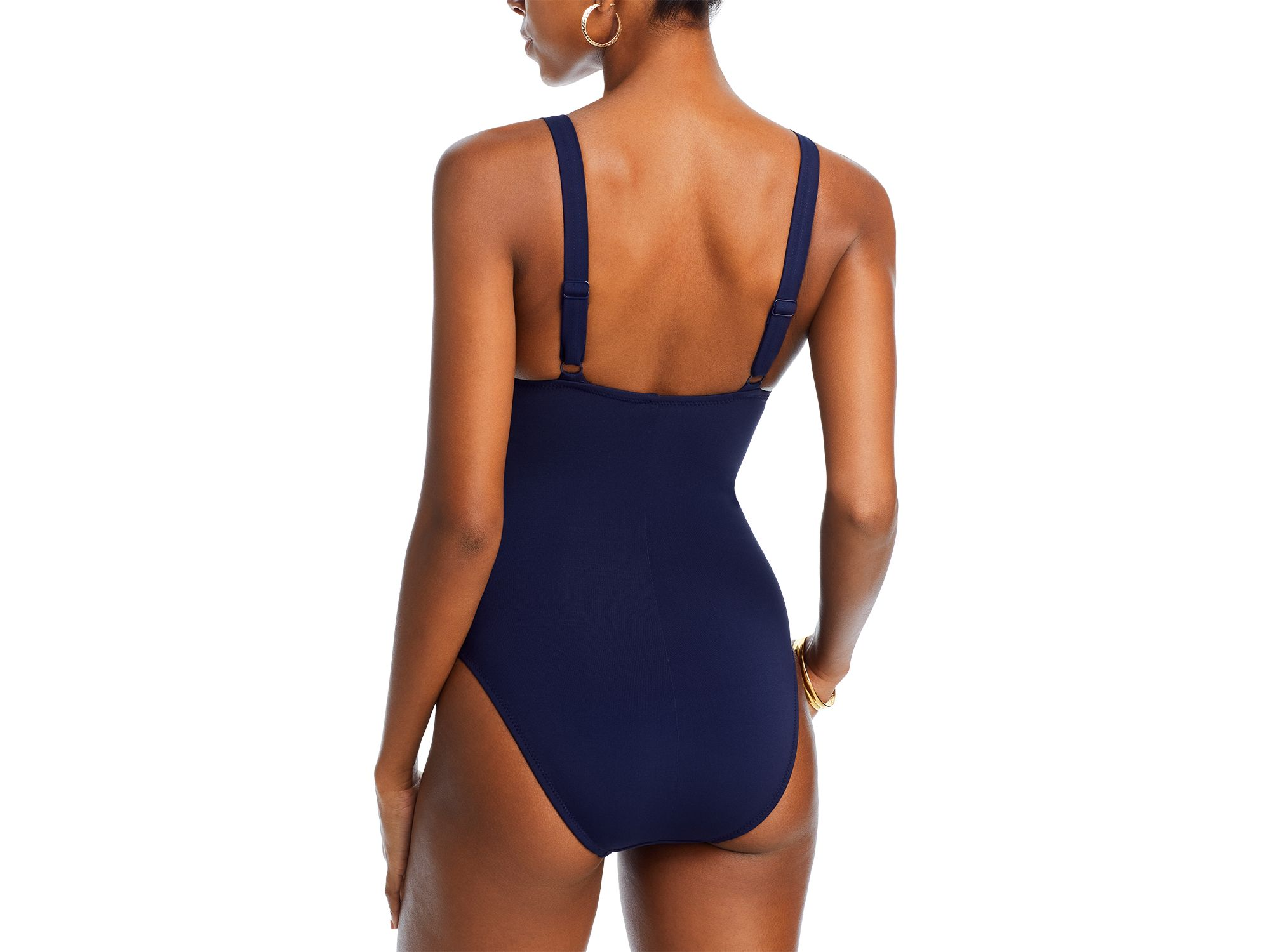 Ava Plunge Neck Tie-Front One Piece Swimsuit — Image 4