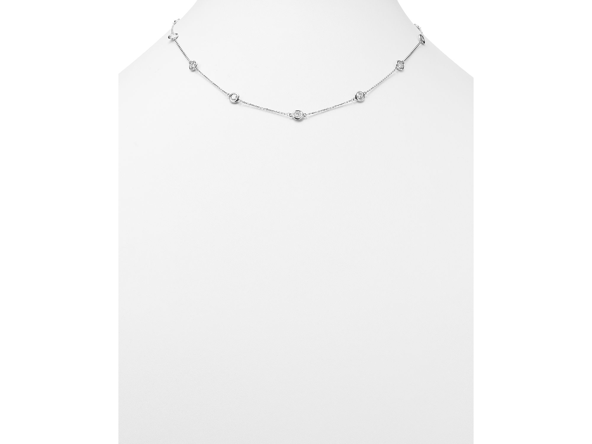 Diamond Station Necklace in 14K White Gold, 2.60 tcw — Image 3